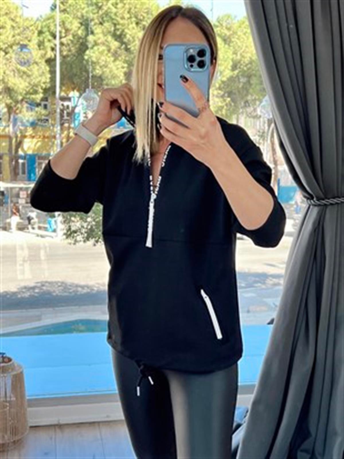 FERMUAR DETAYLI SWEAT SİYAH