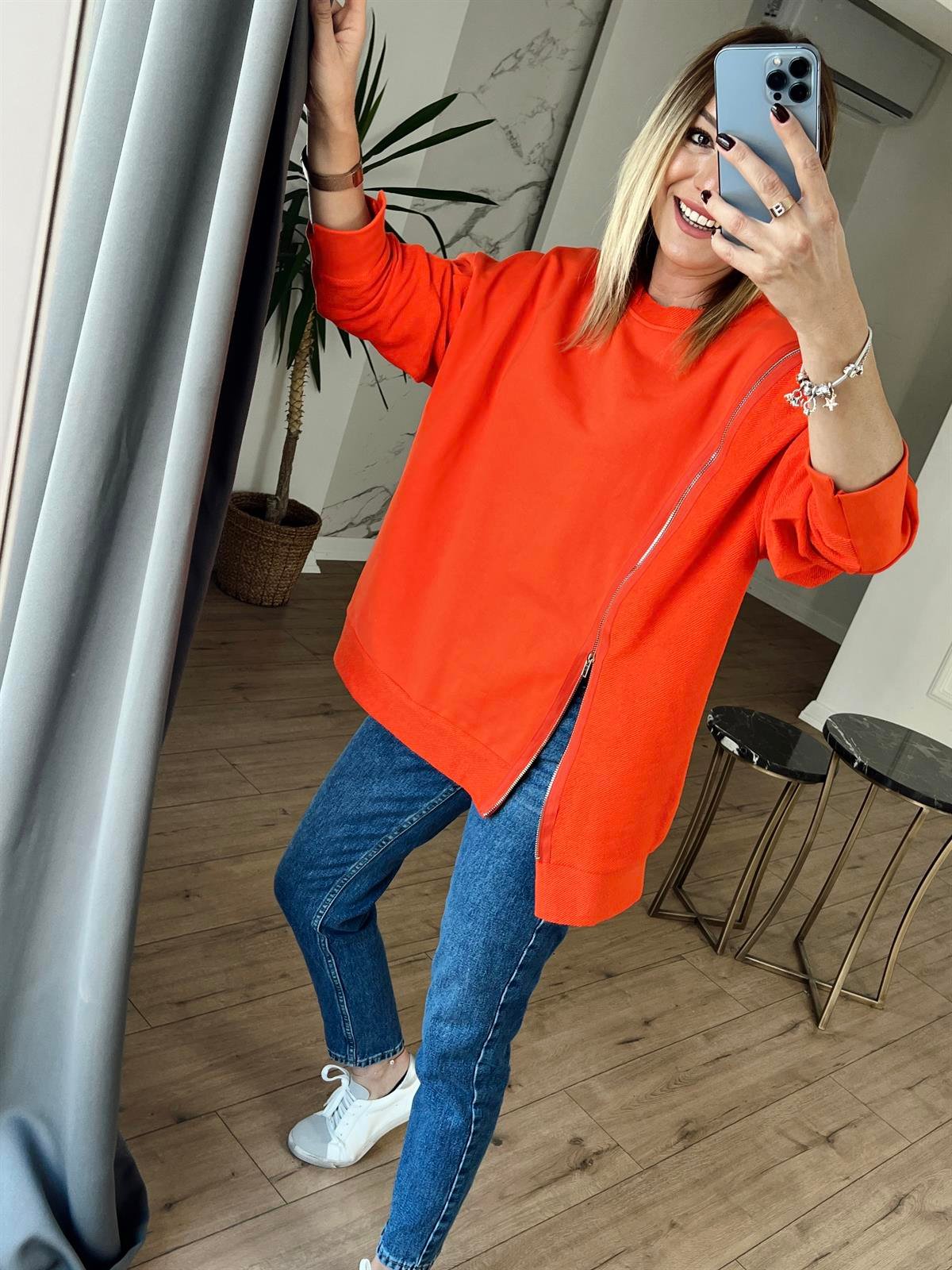Fermuarlı Tasarım Sweat NAR ÇİÇEĞİ