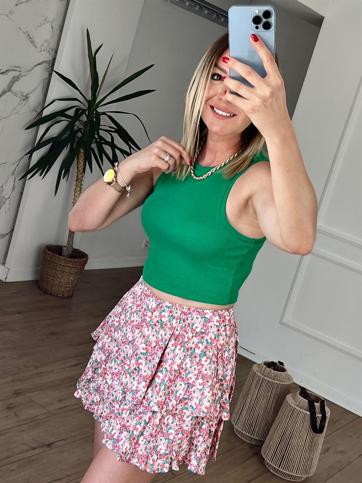 Fitilli Halter Yaka Crop YEŞİL