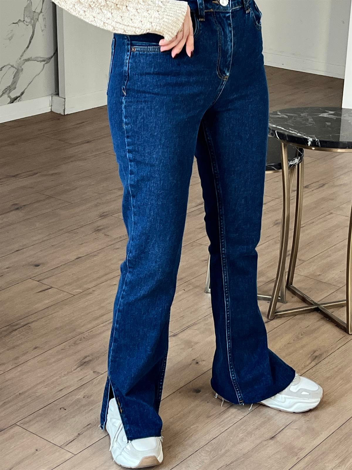 Flare Paça Yırtmaçlı Jean MAVİ