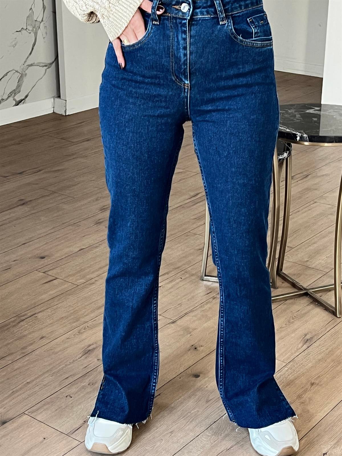 Flare Paça Yırtmaçlı Jean MAVİ