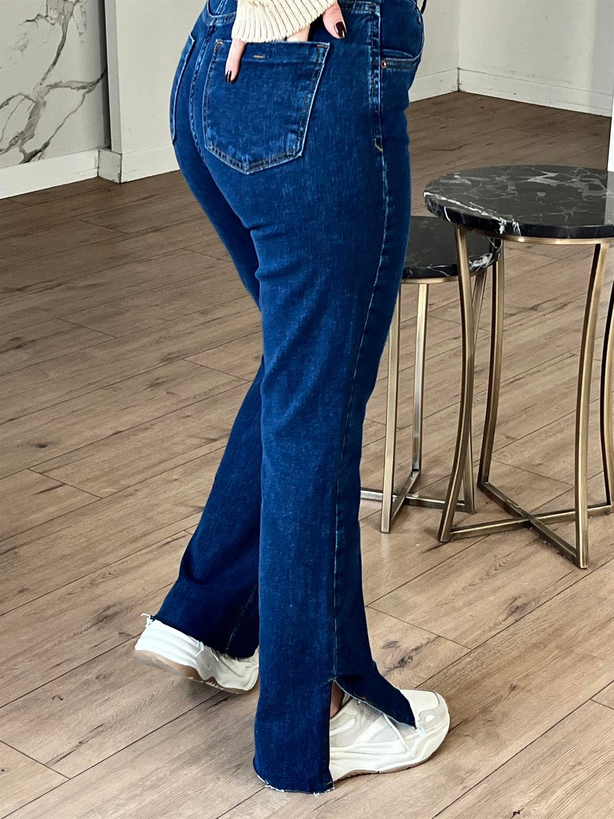 Flare Paça Yırtmaçlı Jean MAVİ