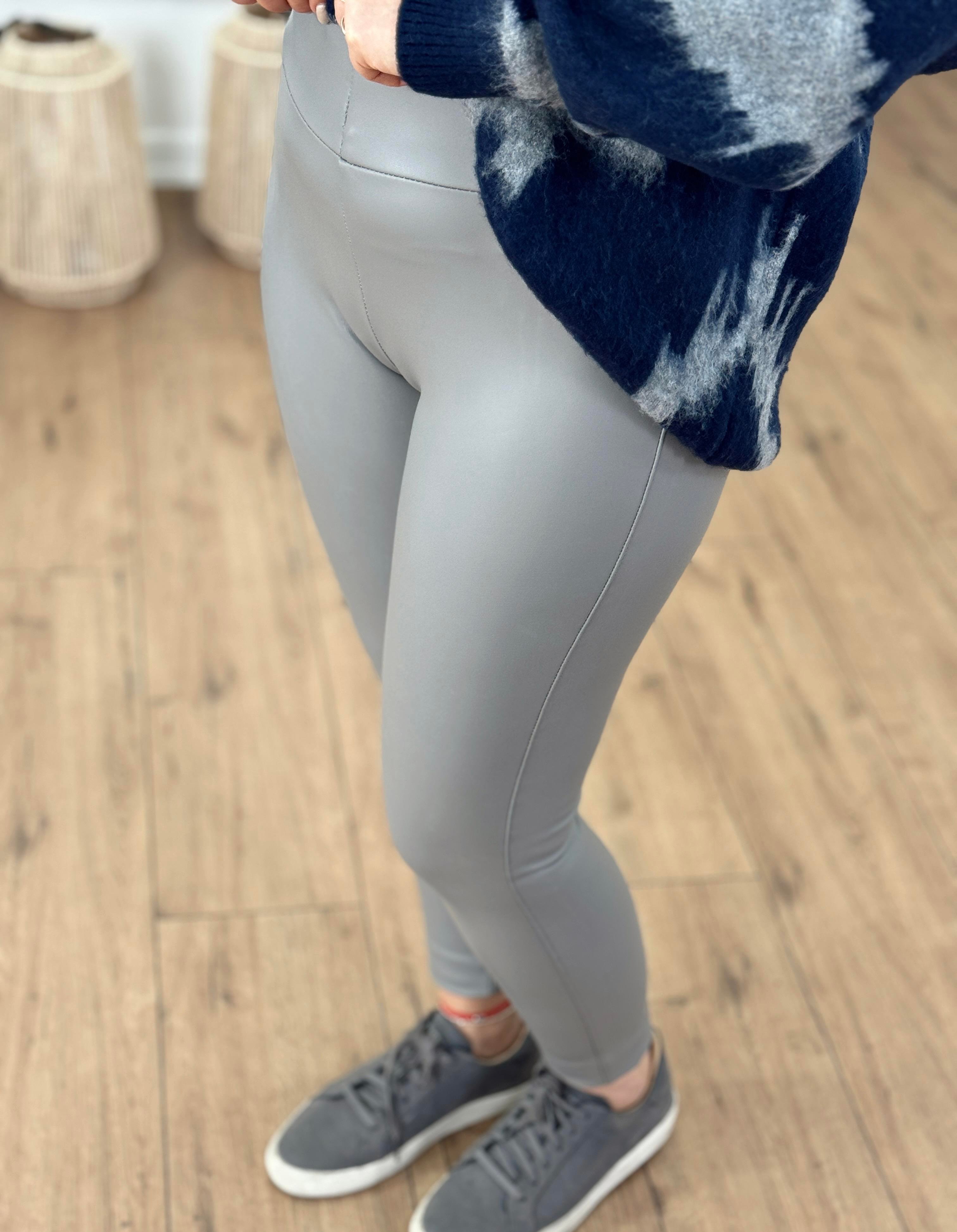 Geniş Kemerli Deri Tayt GRİ
