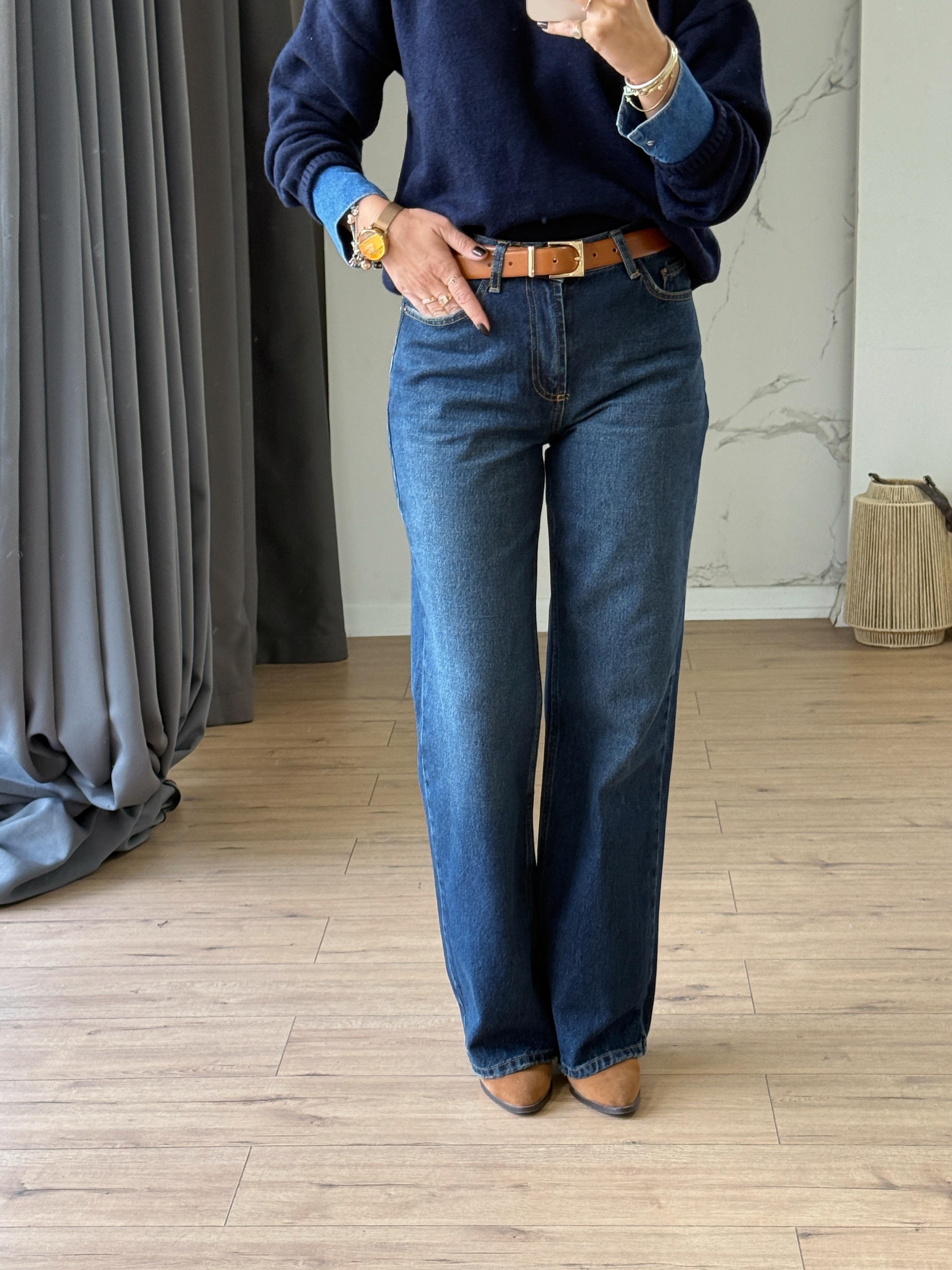 Geniş Paça Jean LACİVERT