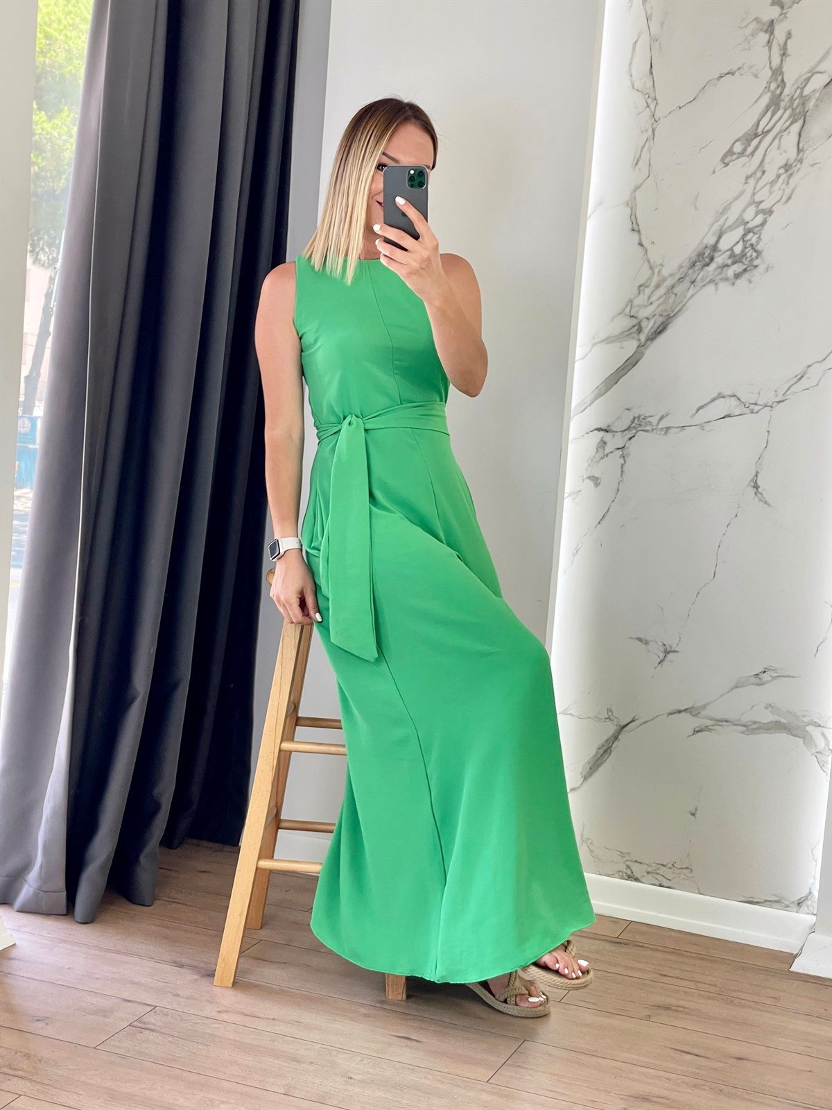 Geniş Paça Salaş Tulum Yeşil