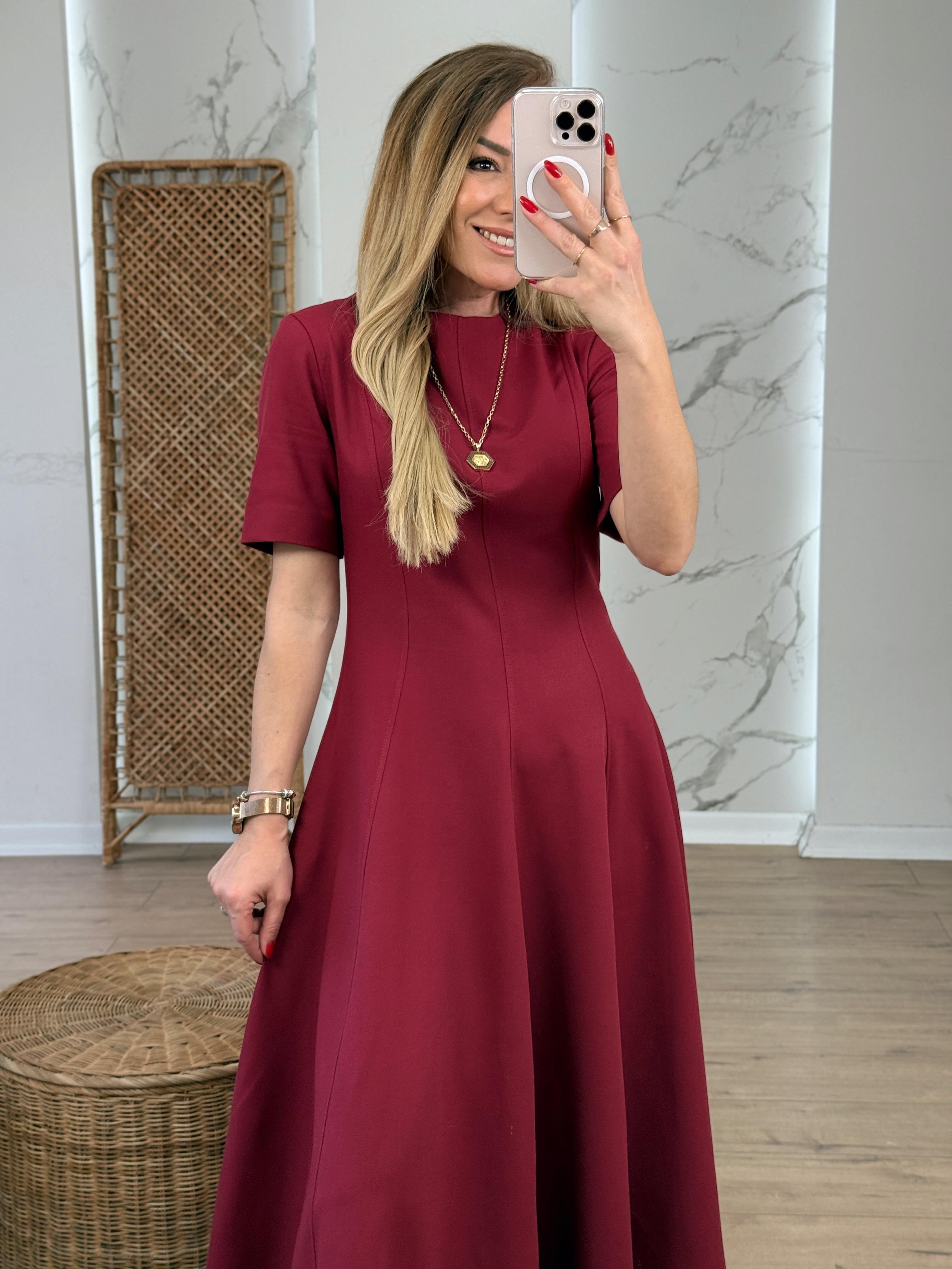 Godeli Midi Elbise BORDO