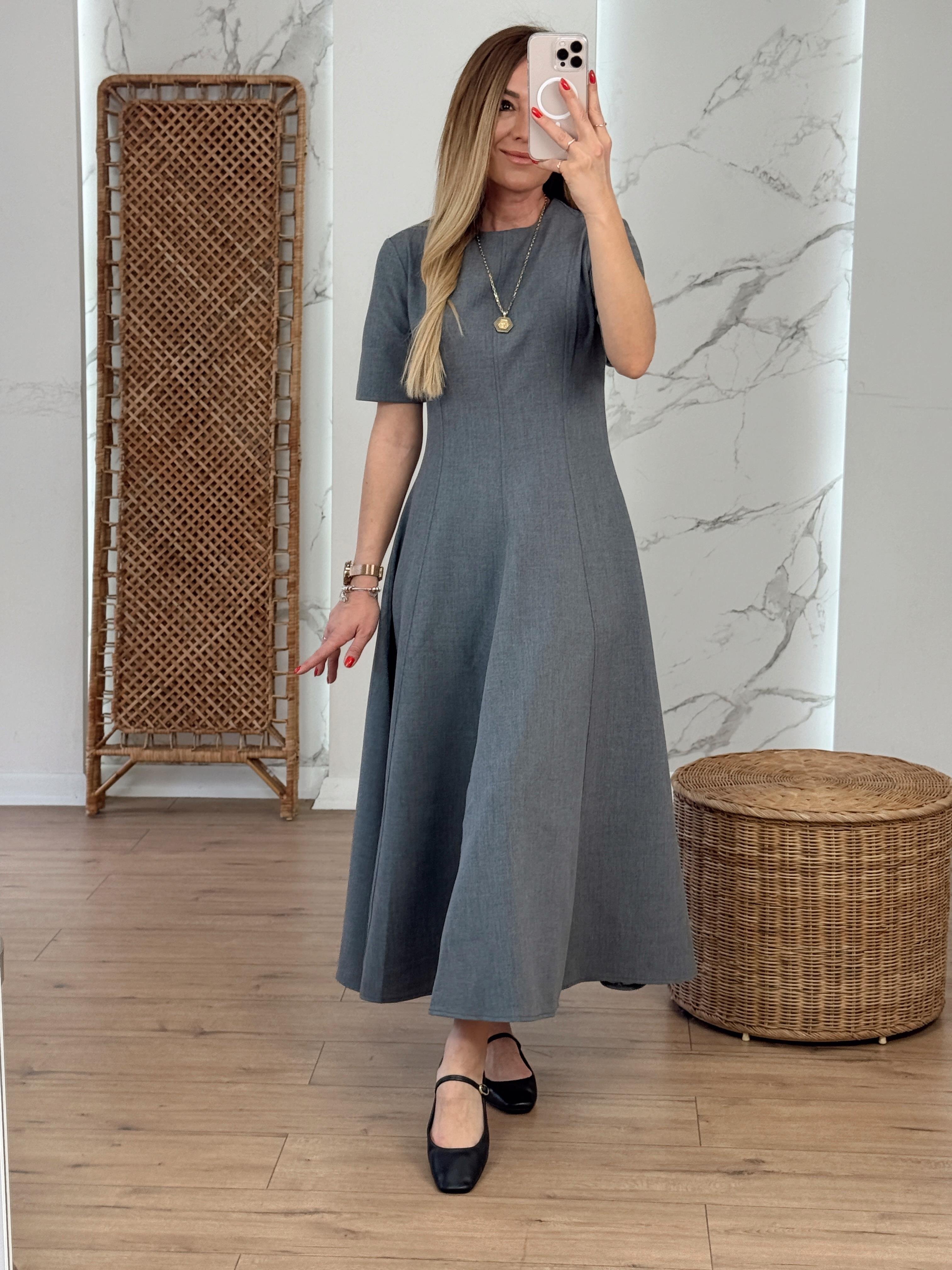 Godeli Midi Elbise GRİ