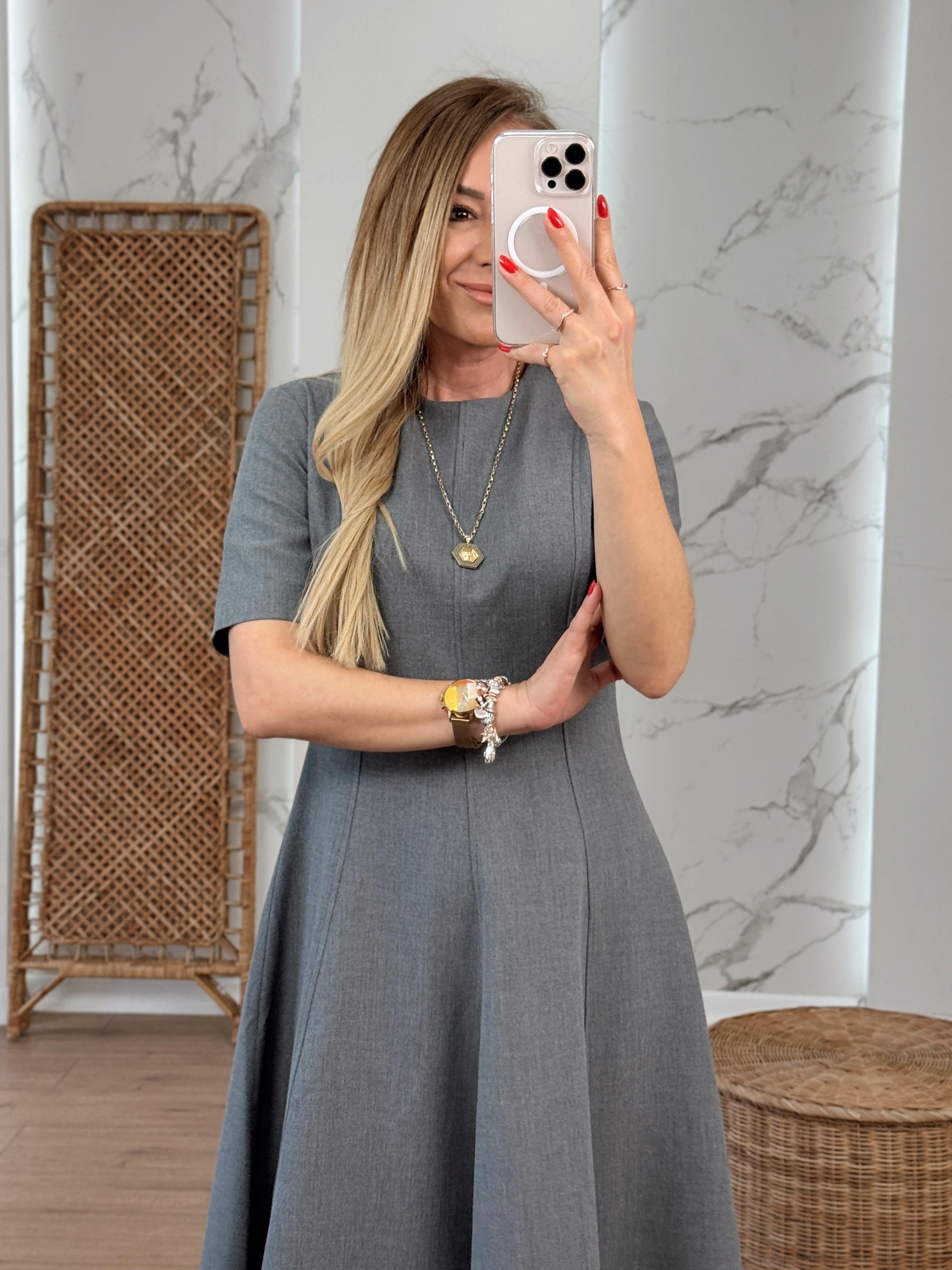 Godeli Midi Elbise GRİ