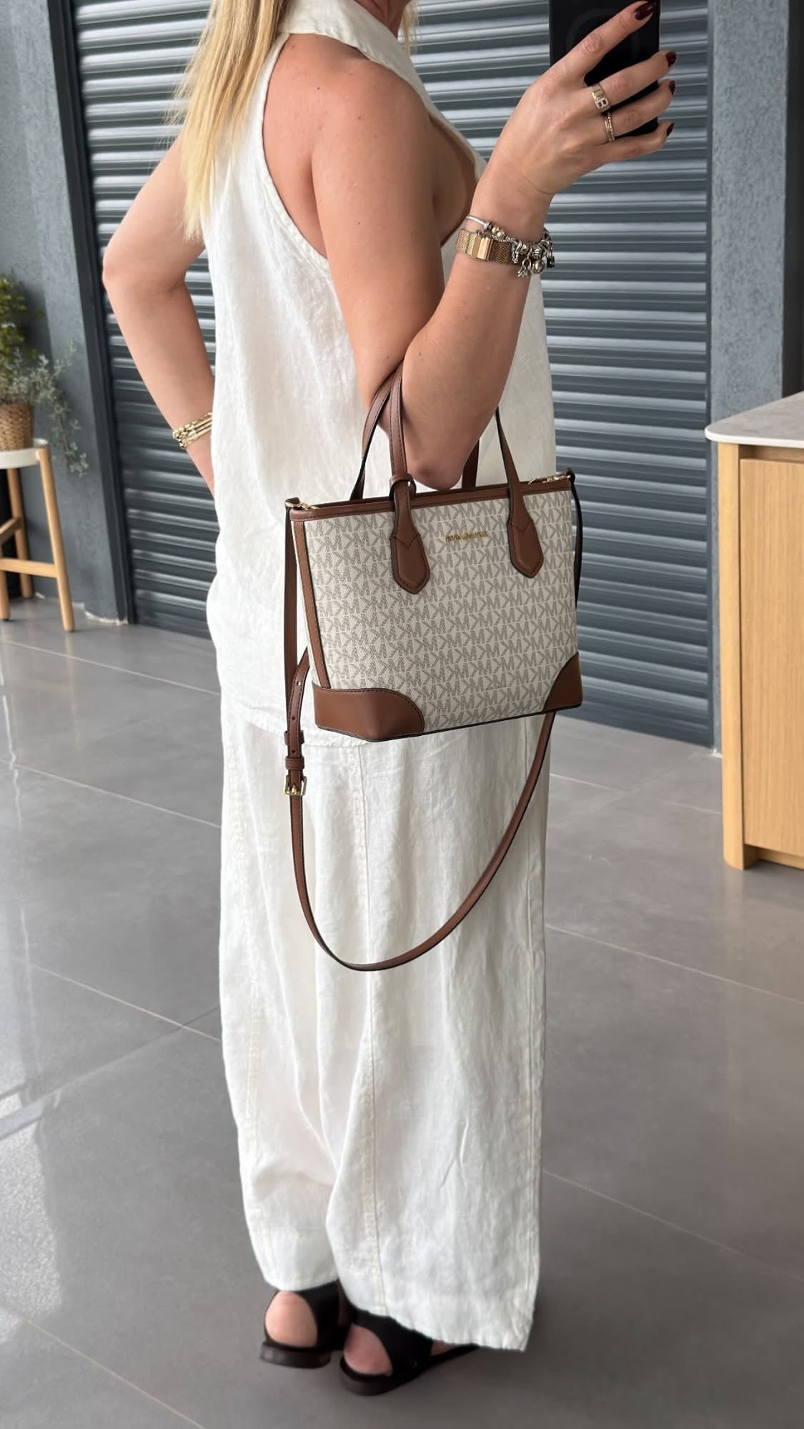 Halter Yaka İkili Keten Takım EKRU