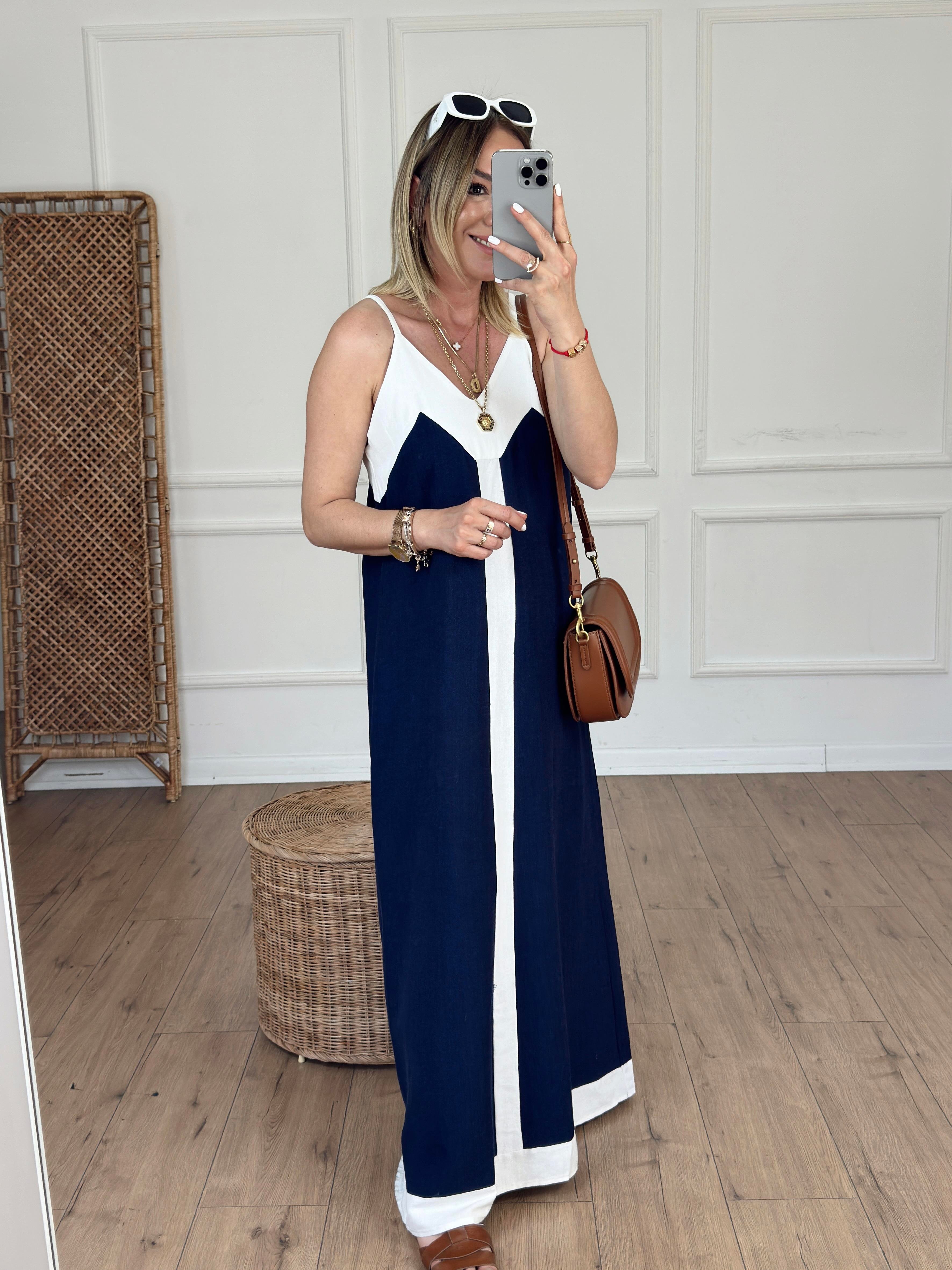 İp Askılı Poplin Elbise LACİVERT