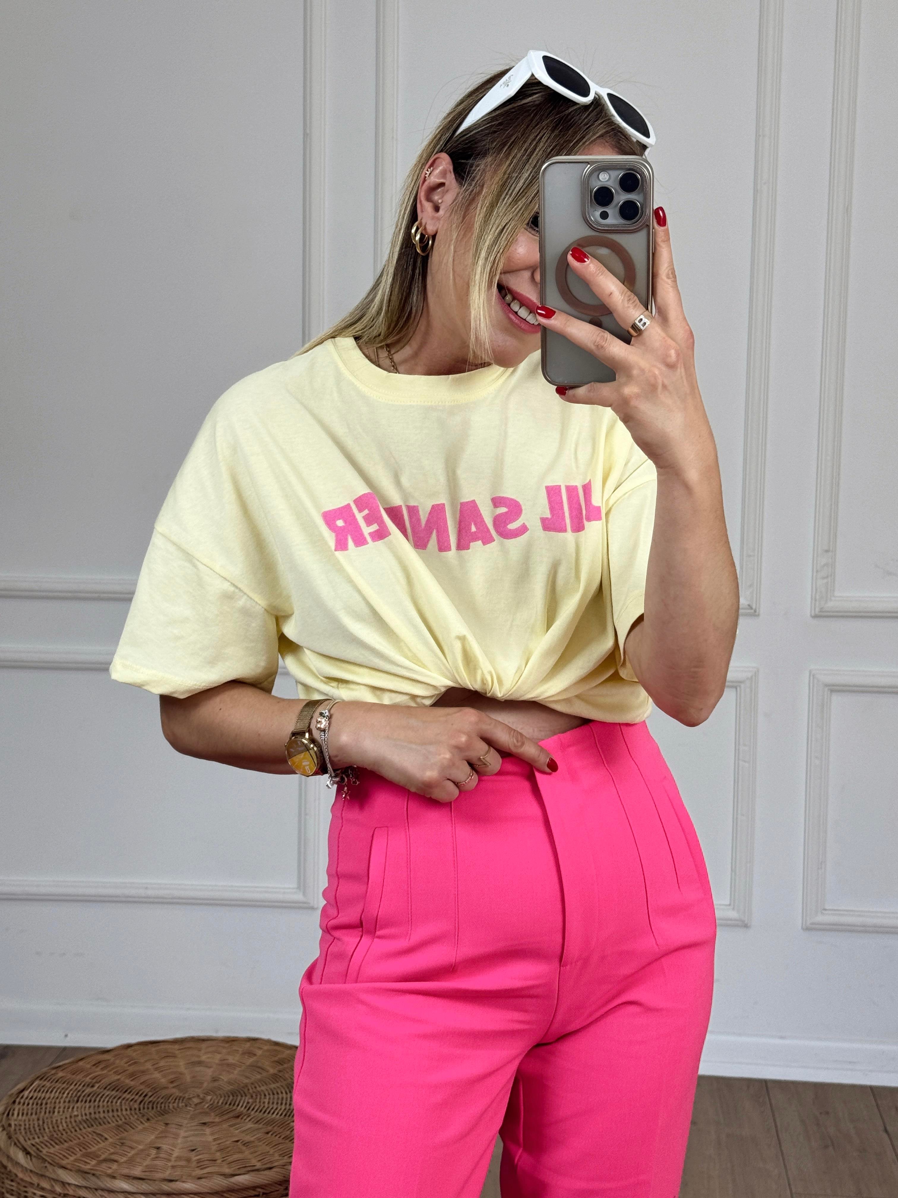 Jıl Sander Baskılı Basıc Tshirt SARI