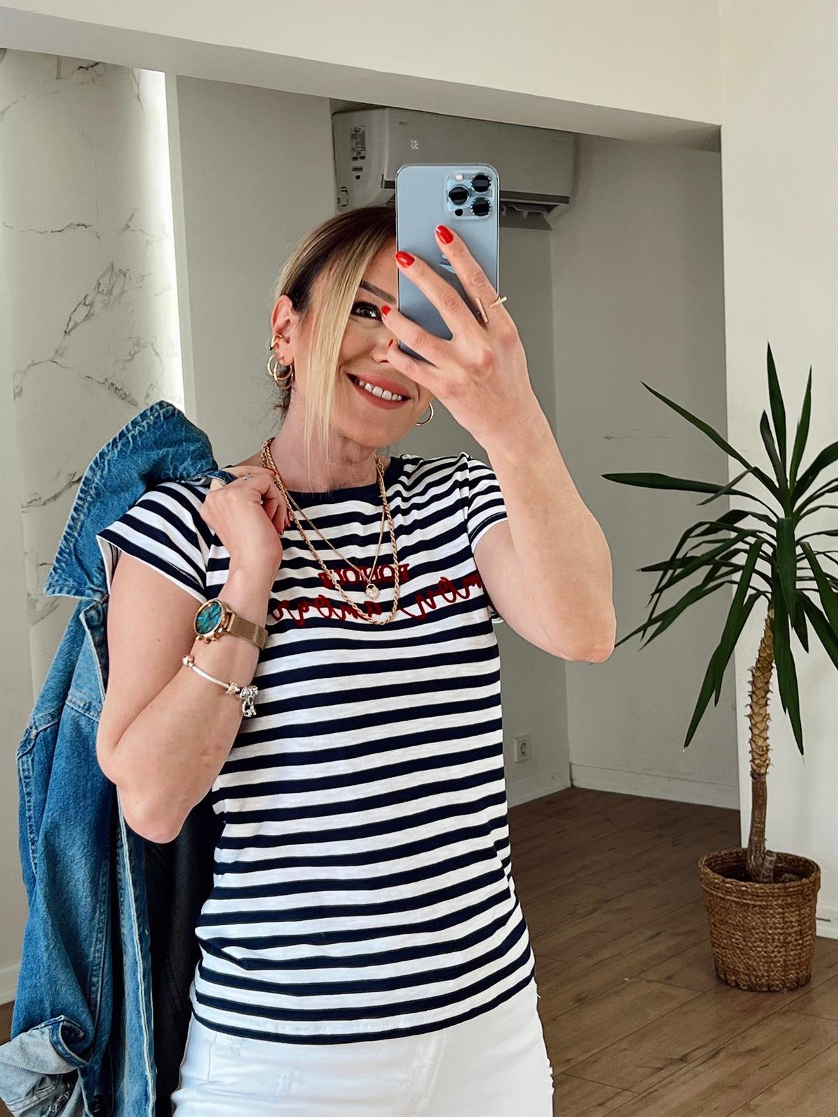 KADİFE YAZILI TSHİRT LACİVERT