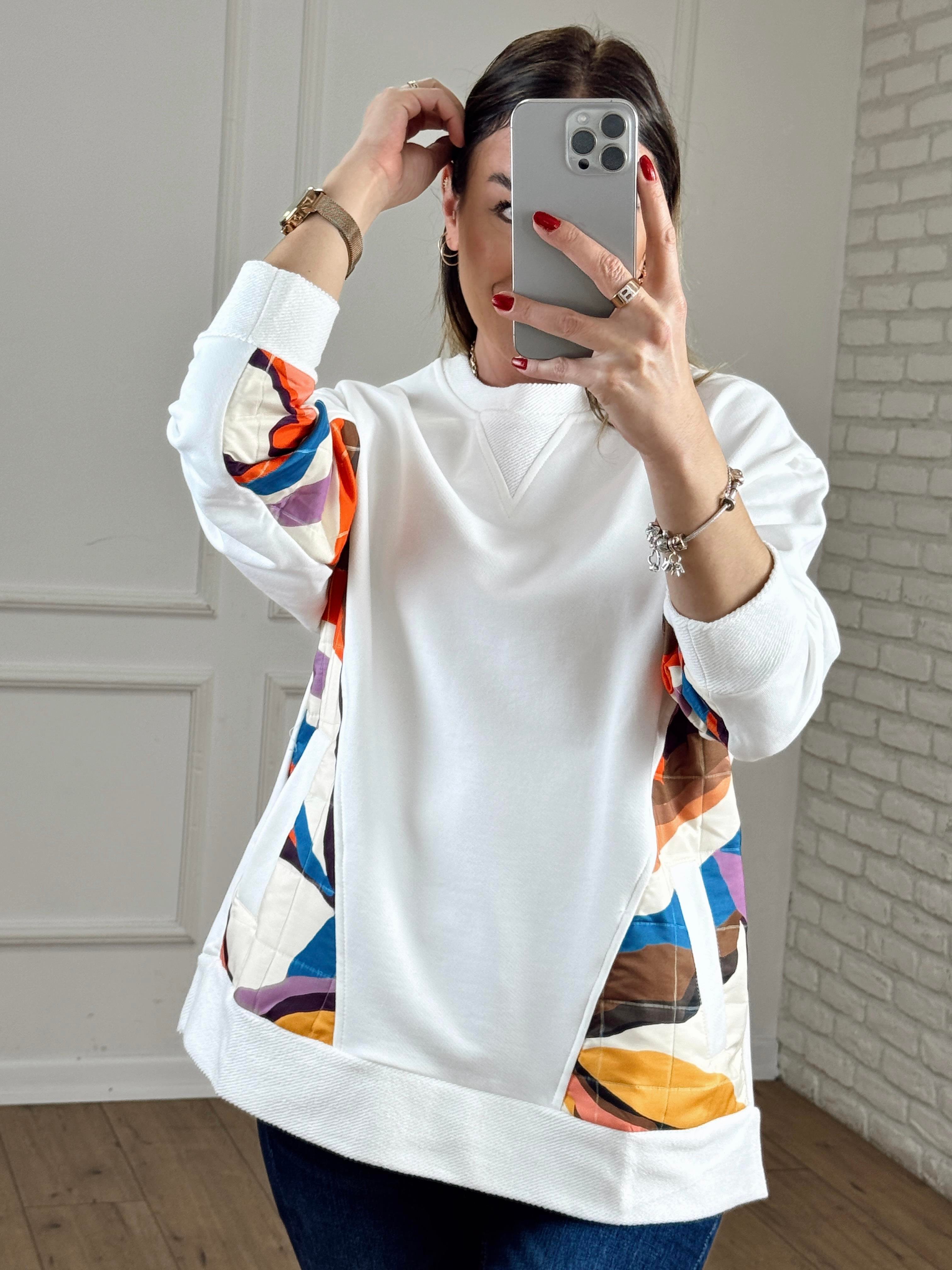 Kapitone Detaylı Cepli Sweat EKRU