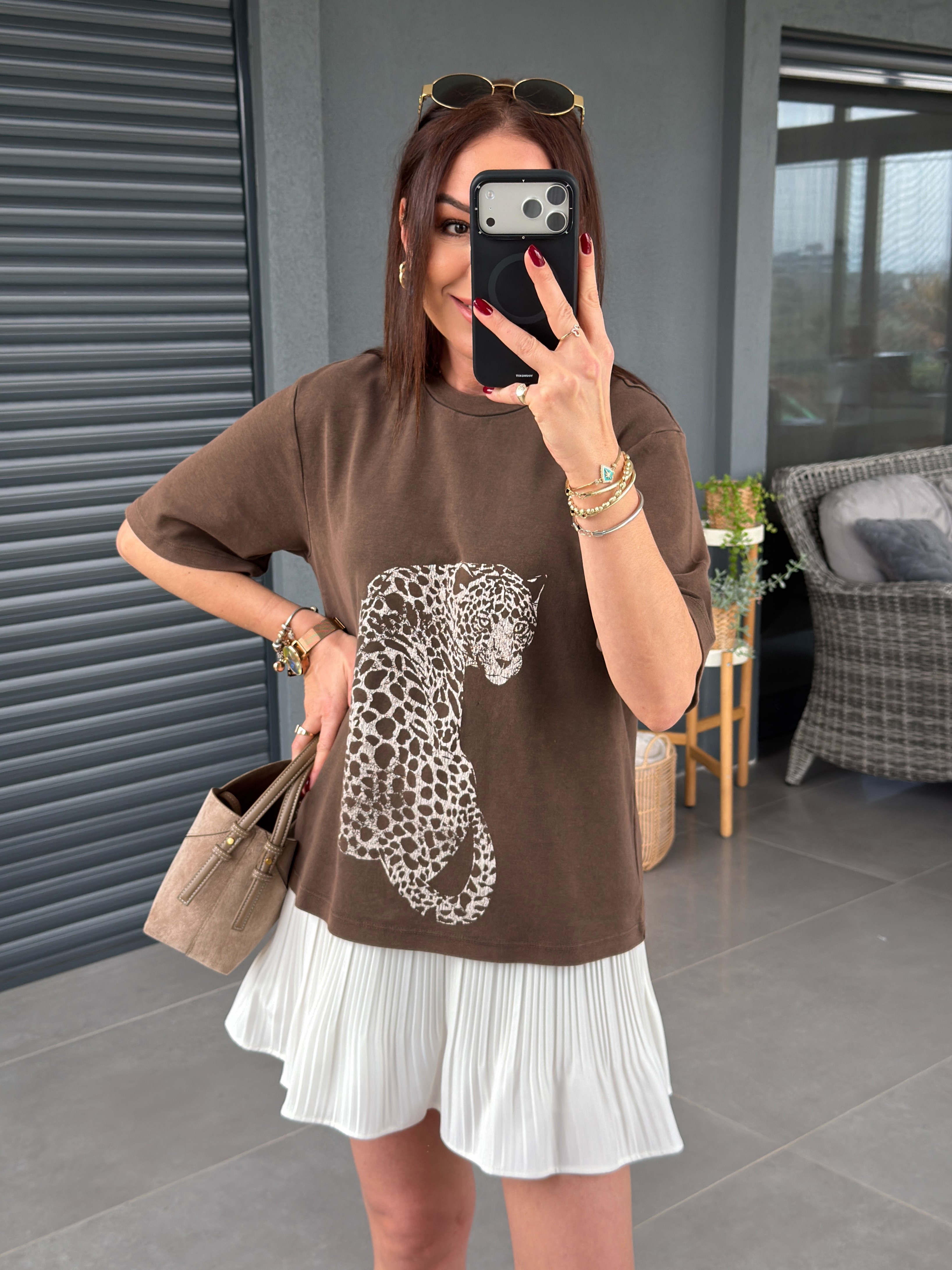 Kaplan Baskılı Tshirt KOYU KAHVE