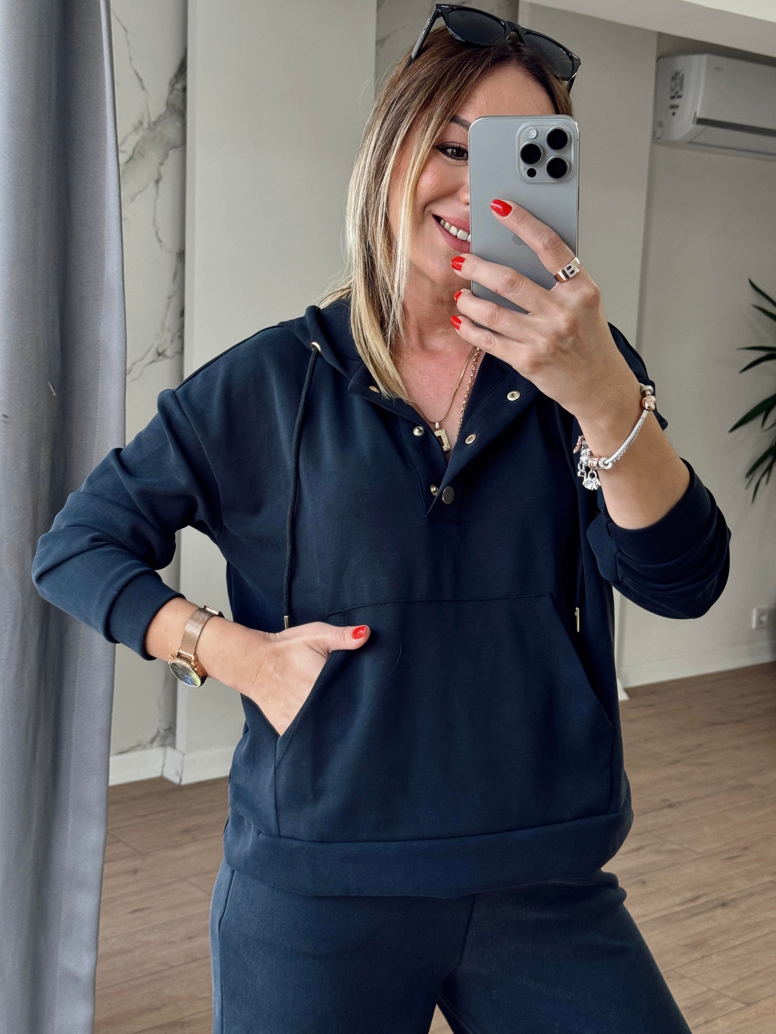Kapüşonlu Çıtçıt Detaylı Modal Sweat ANTRESİT