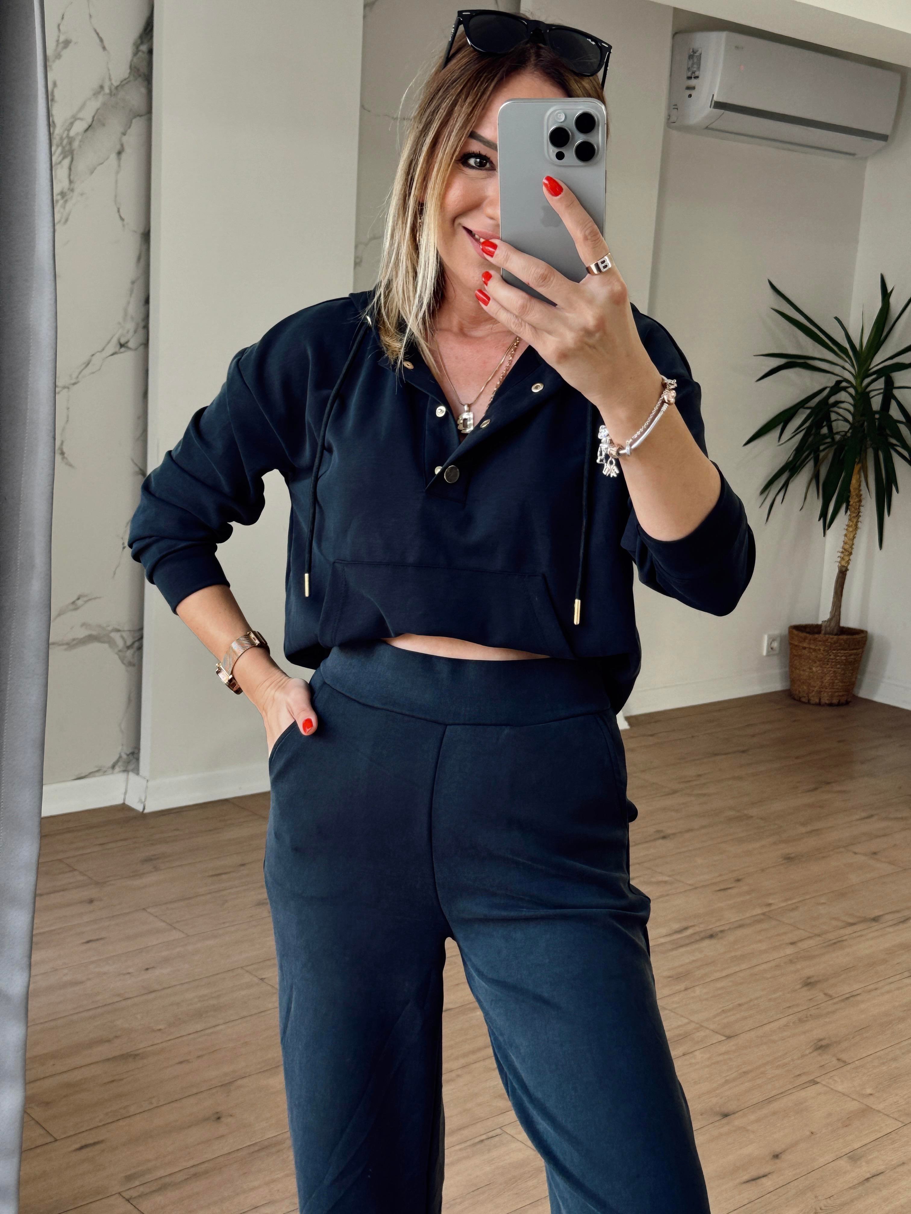 Kapüşonlu Çıtçıt Detaylı Modal Sweat ANTRESİT