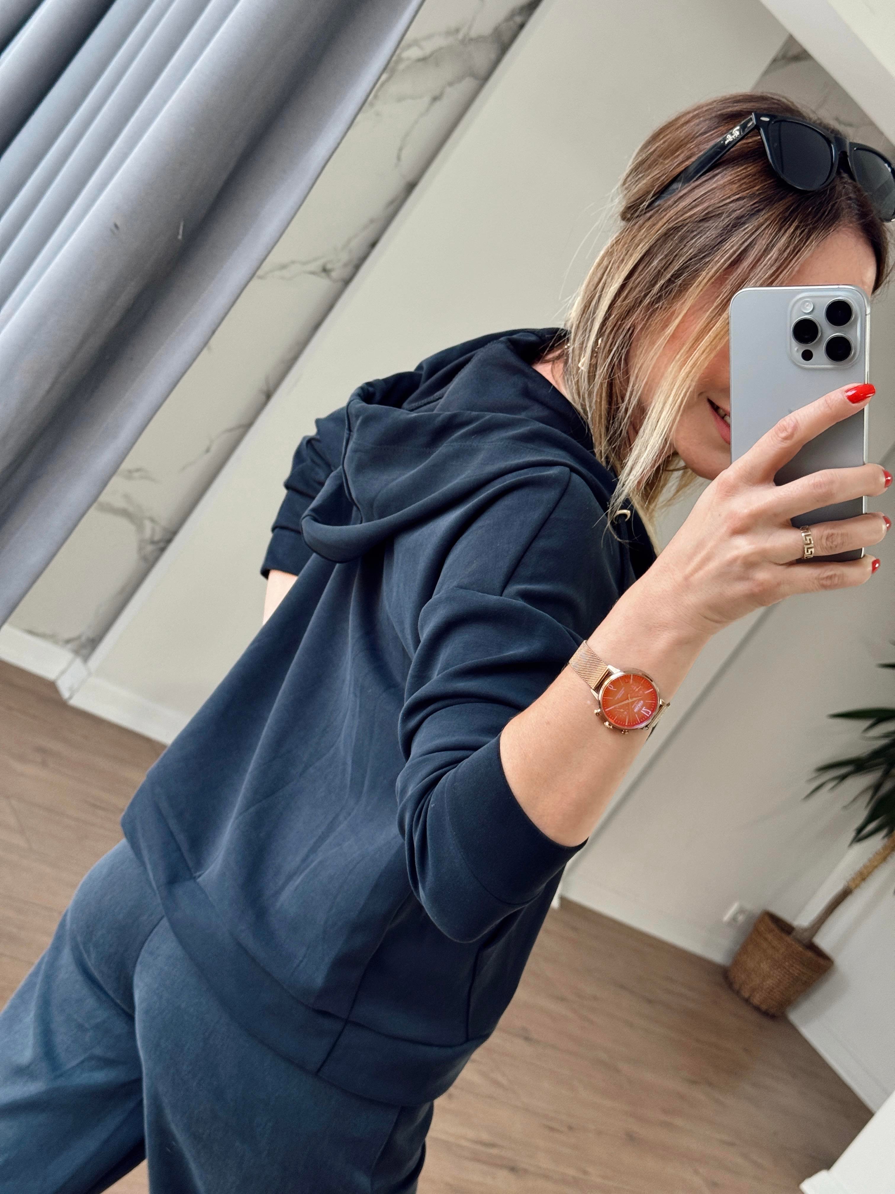 Kapüşonlu Çıtçıt Detaylı Modal Sweat ANTRESİT