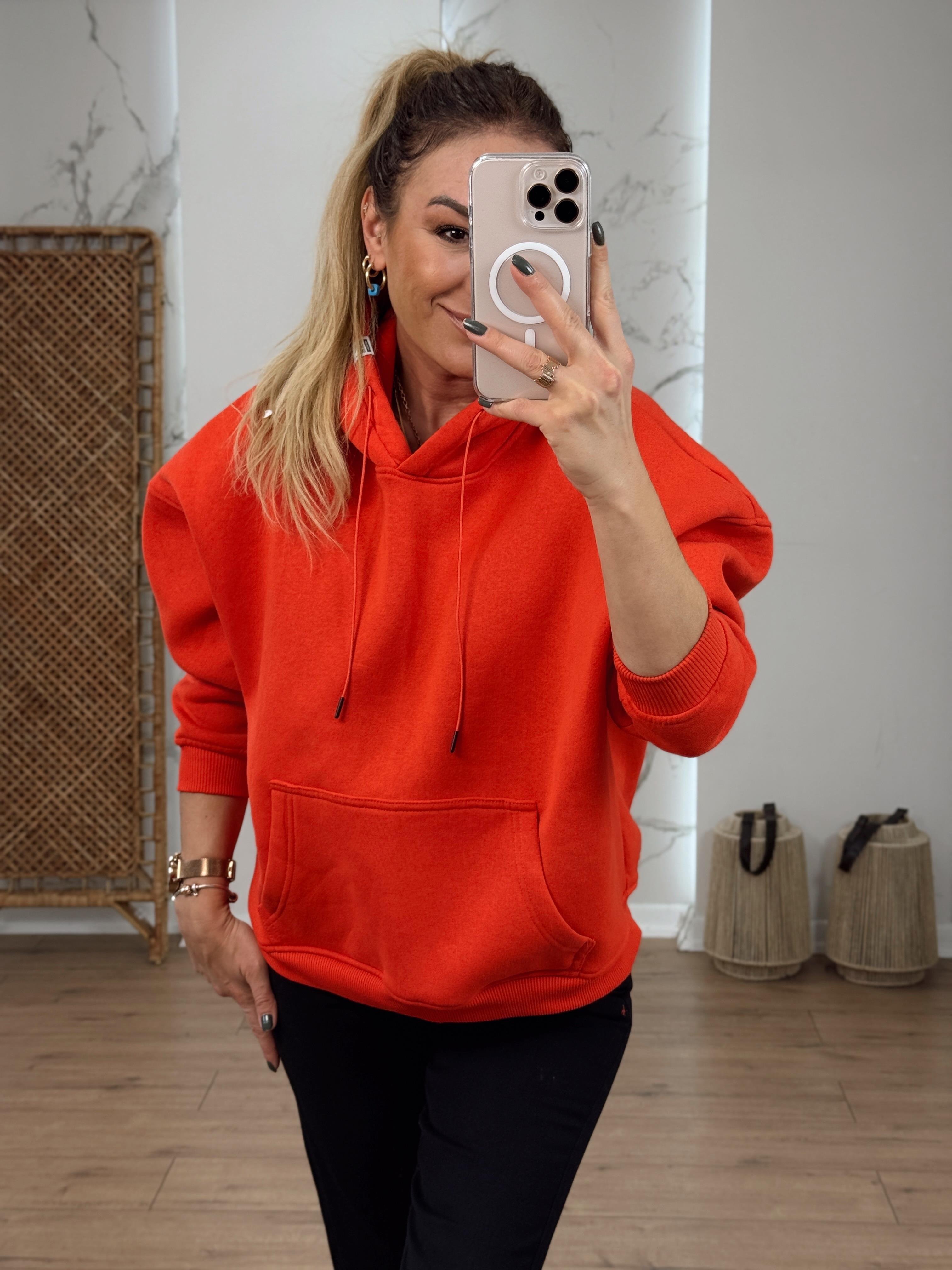 Kapüşonlu İçi Şardonlu Sweat KIRMIZI