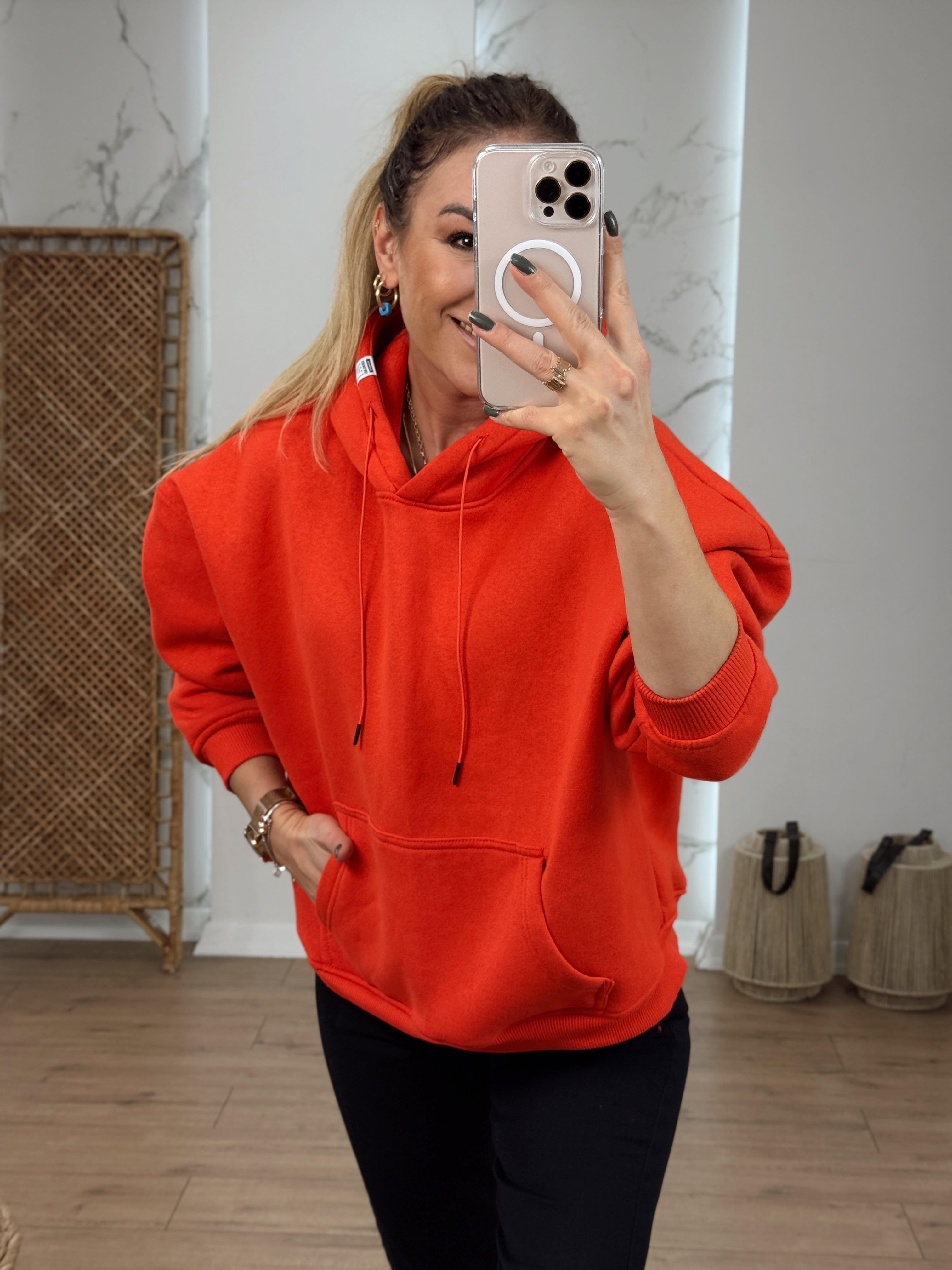 Kapüşonlu İçi Şardonlu Sweat KIRMIZI