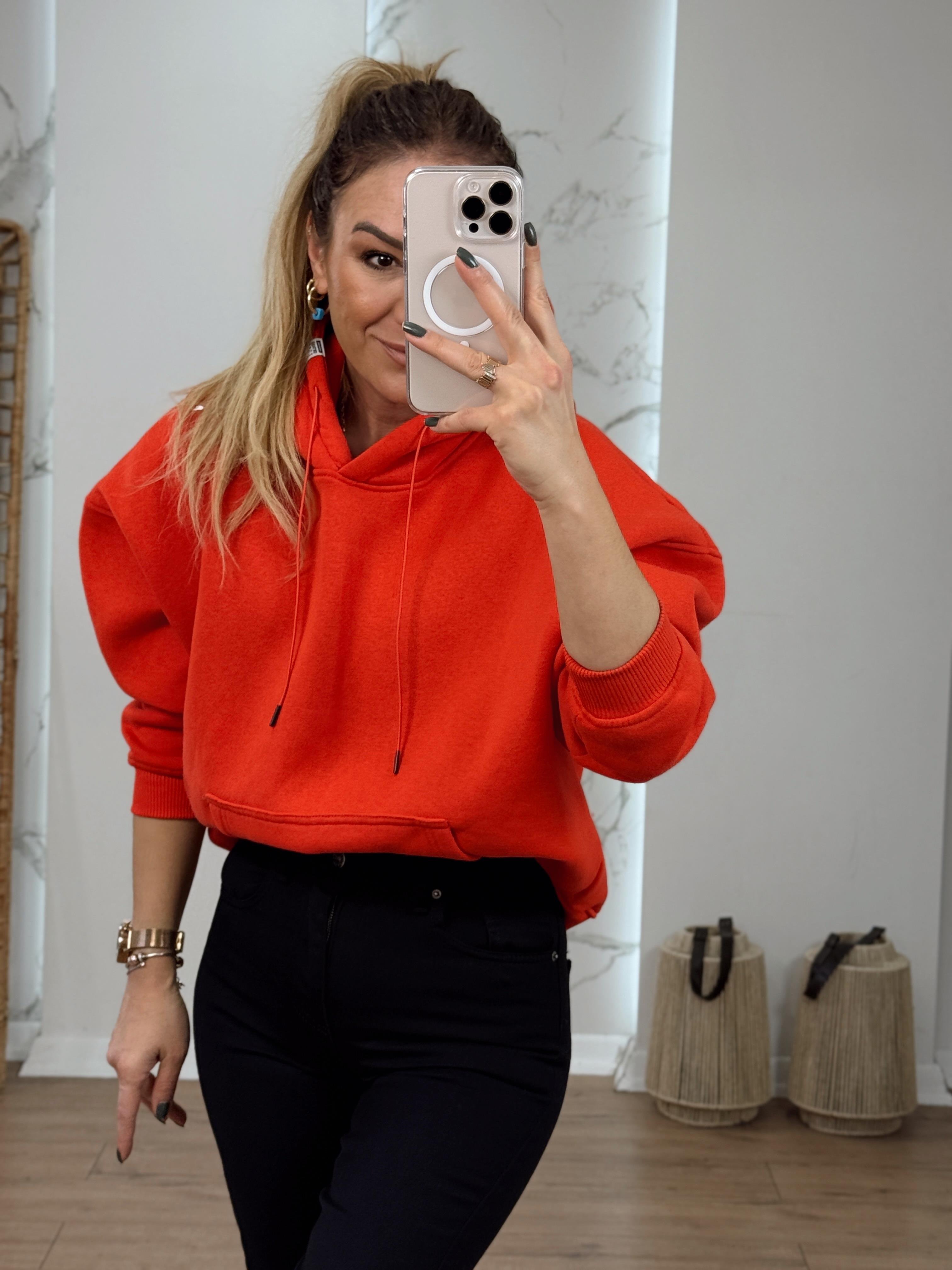 Kapüşonlu İçi Şardonlu Sweat KIRMIZI
