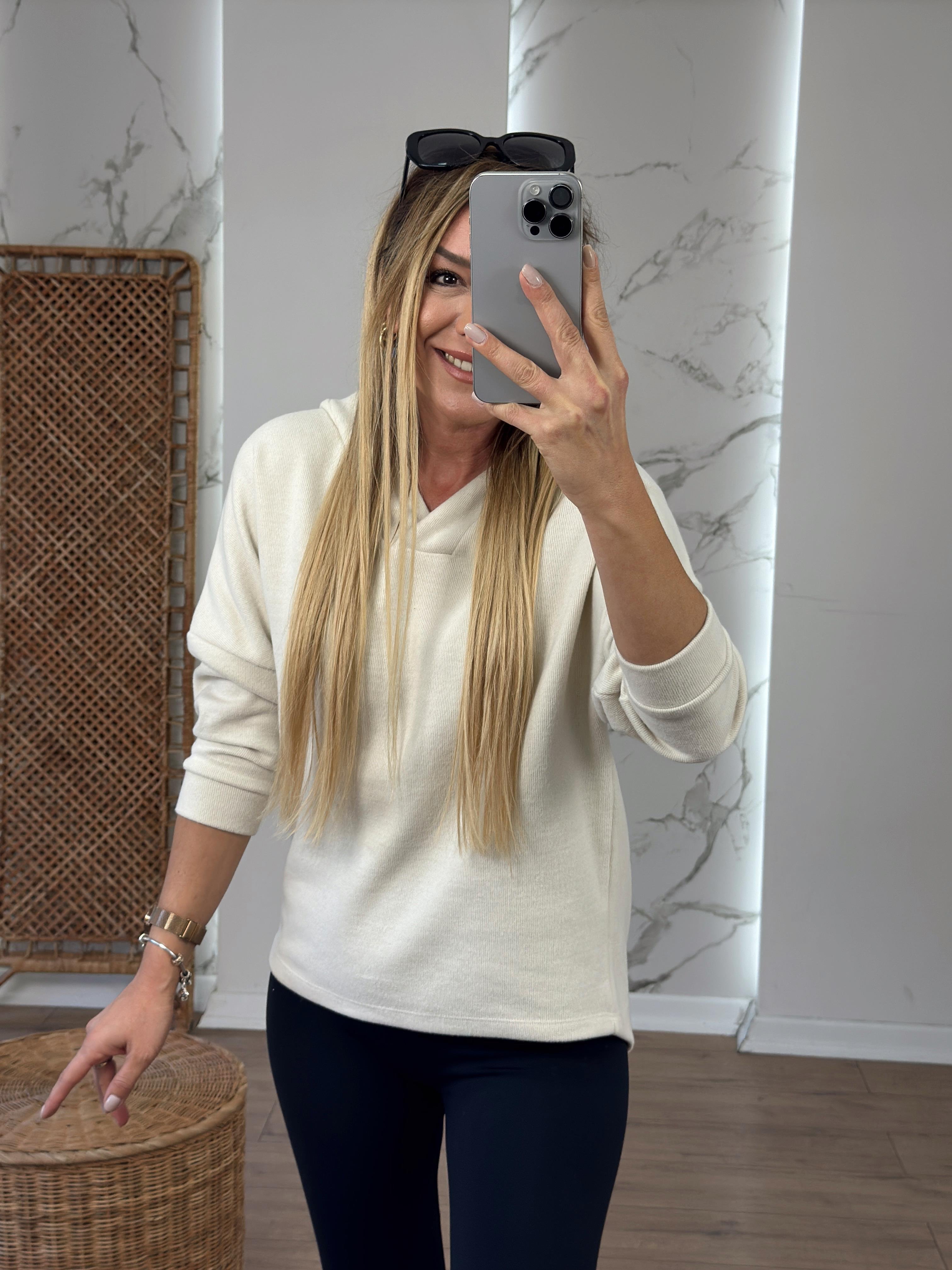 Kapüşonlu Yumoş Sweat BEJ