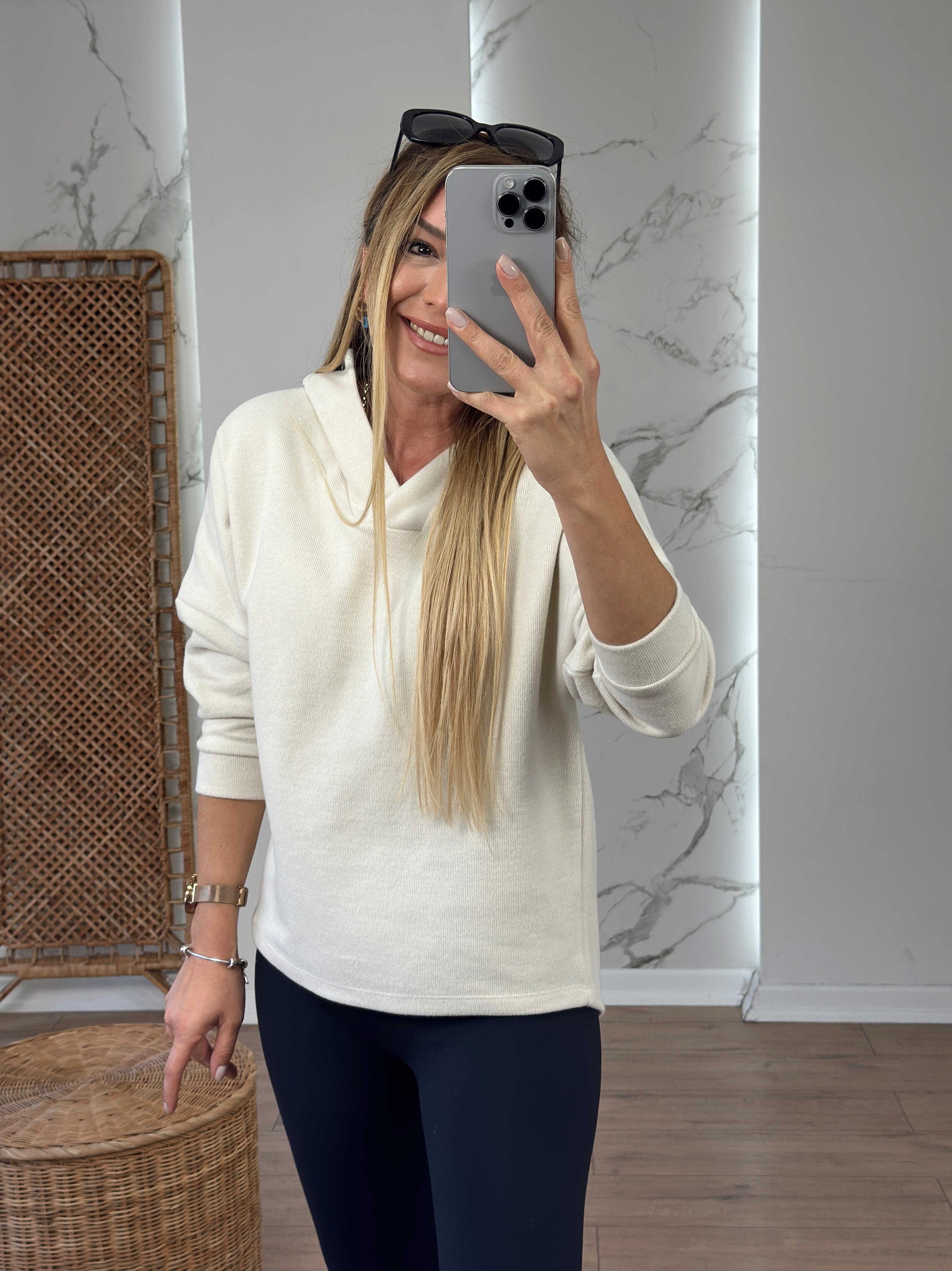 Kapüşonlu Yumoş Sweat BEJ