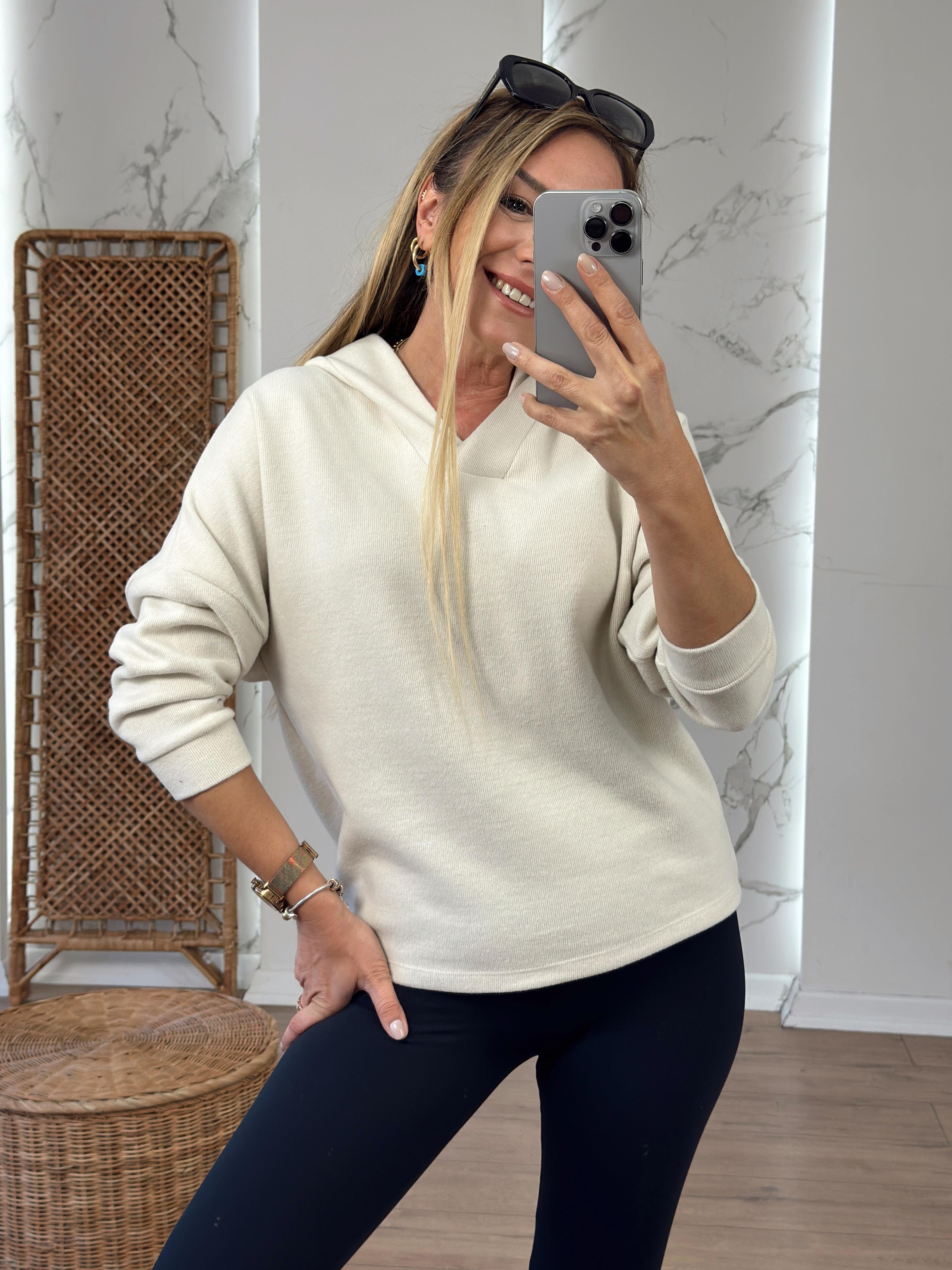 Kapüşonlu Yumoş Sweat BEJ