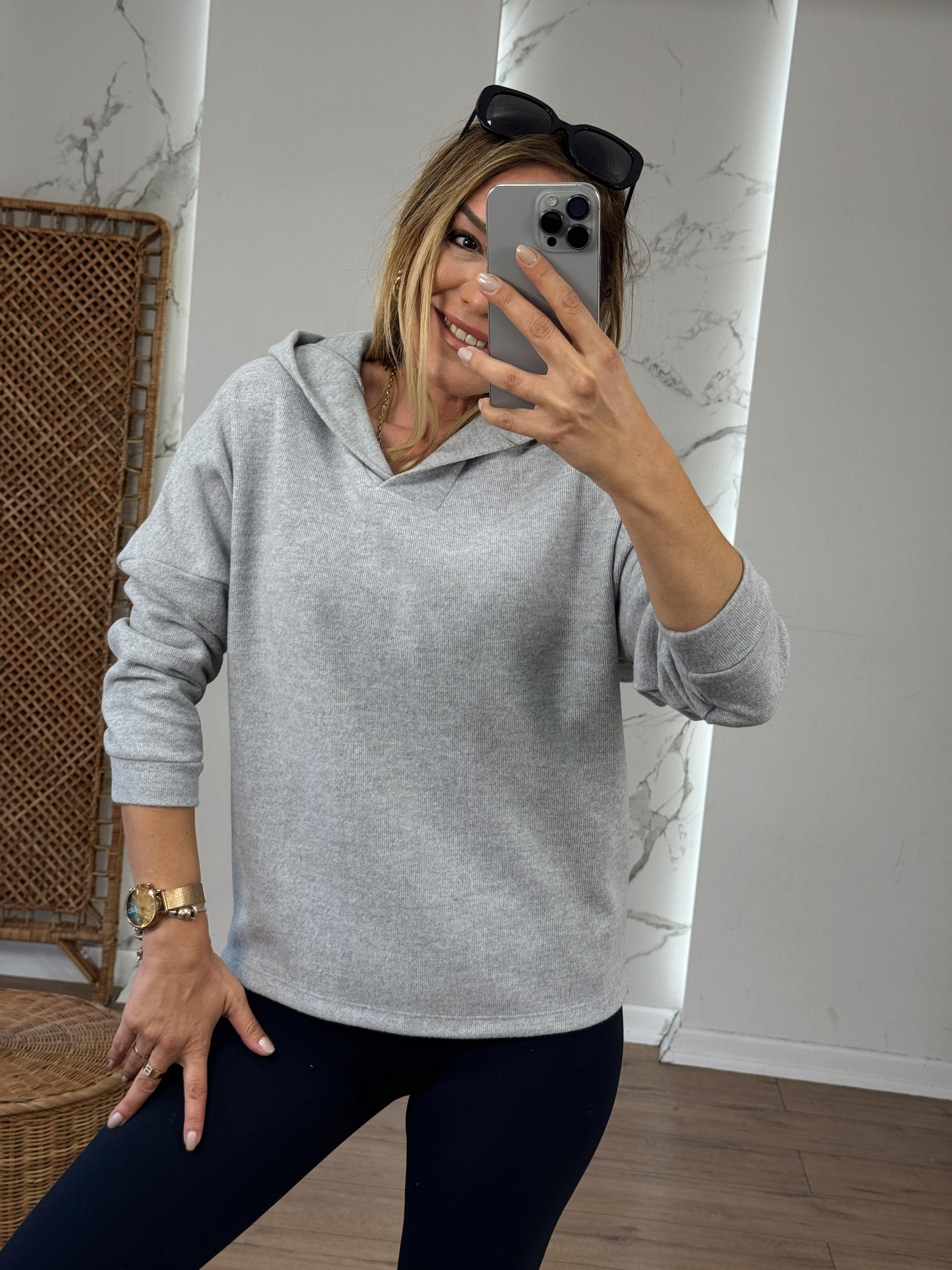 Kapüşonlu Yumoş Sweat GRİ