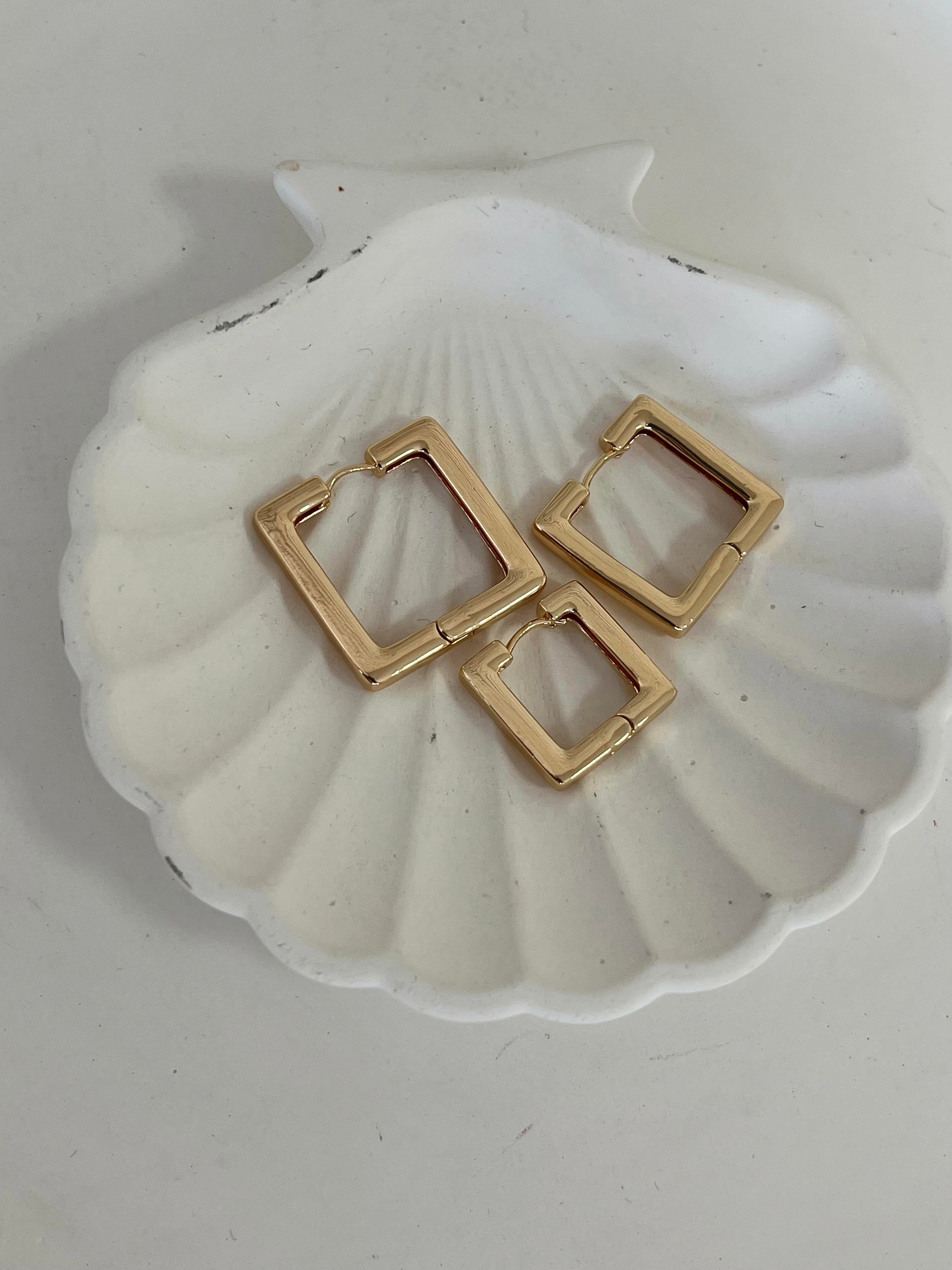 Kare Üçlü Küpe GOLD