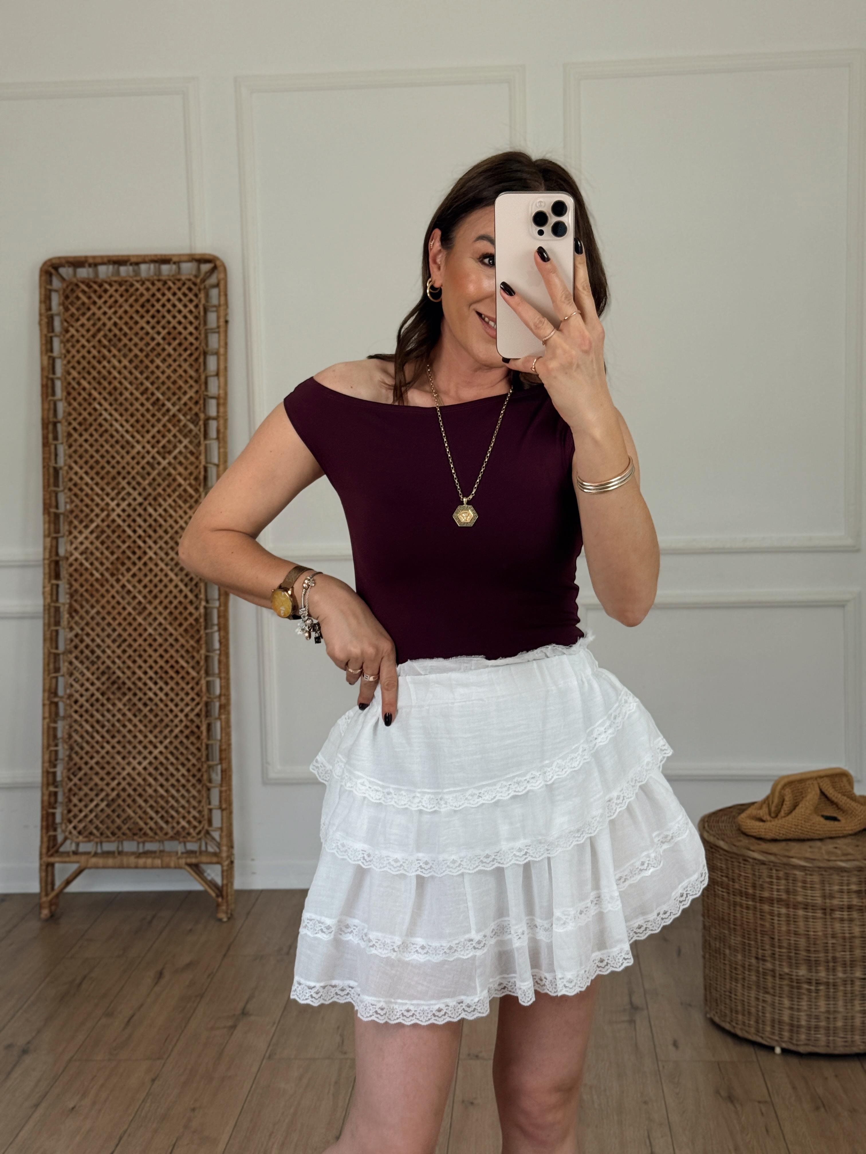 Kayık Yaka Kolsuz Tasarım Body BORDO