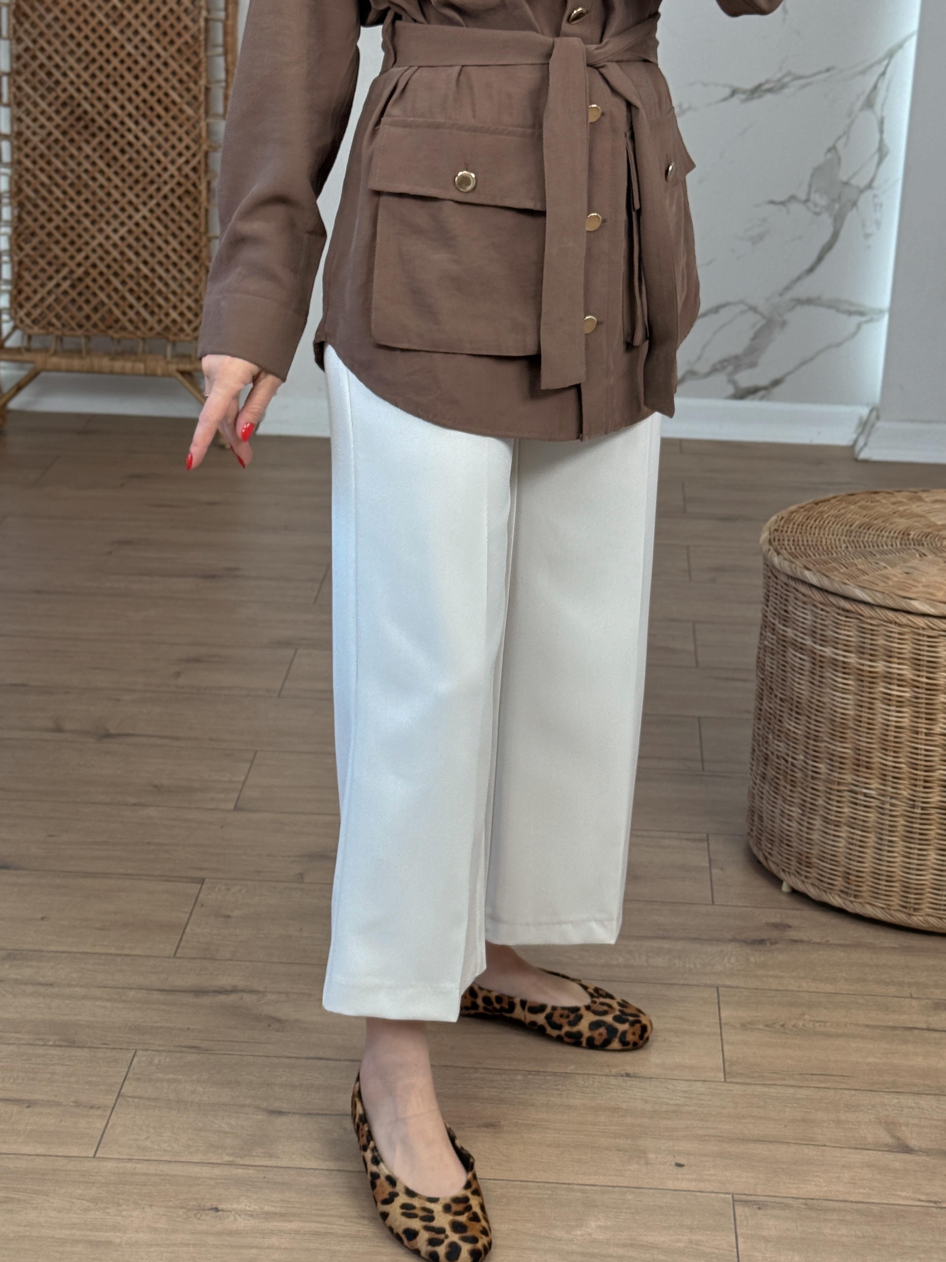 Kemerli Culotte Pantolon EKRU