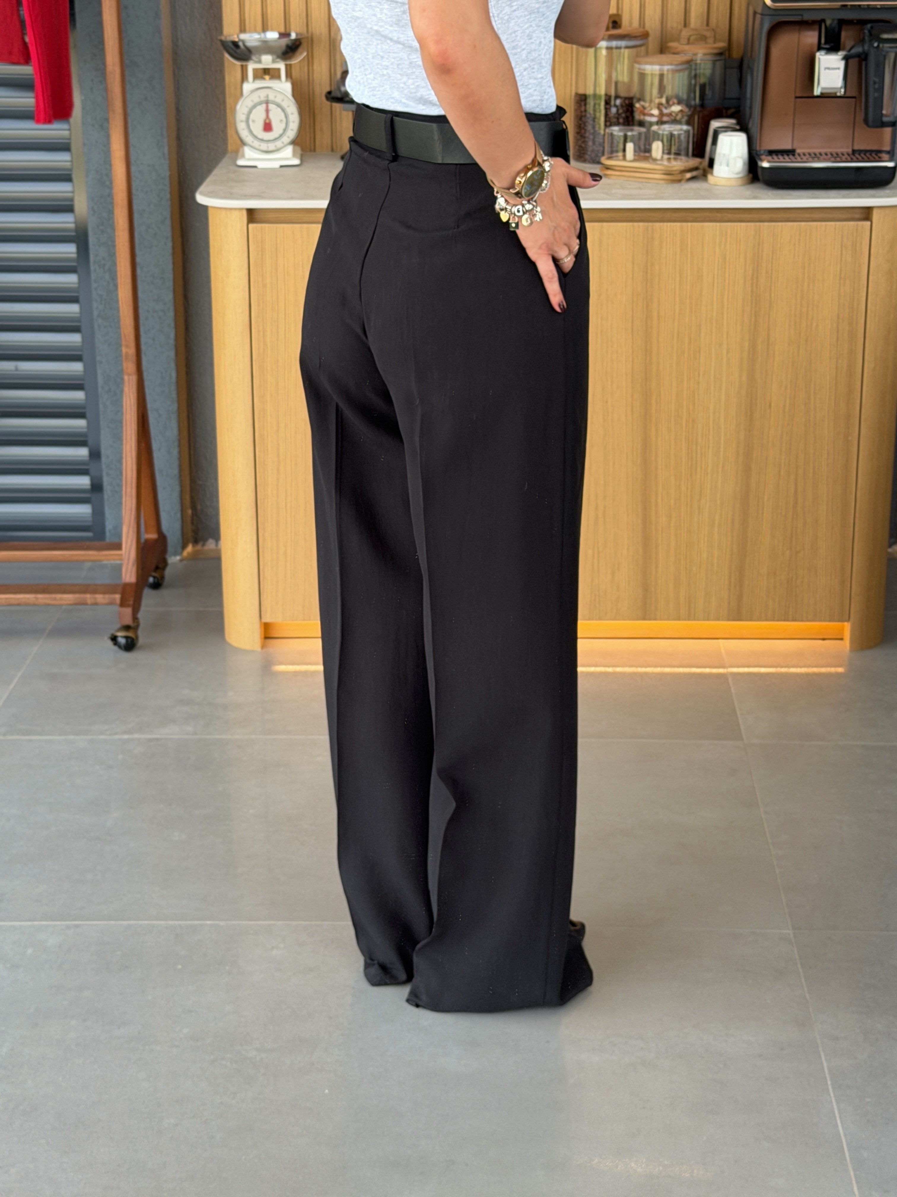 Kemerli Liyosal Pantolon SİYAH