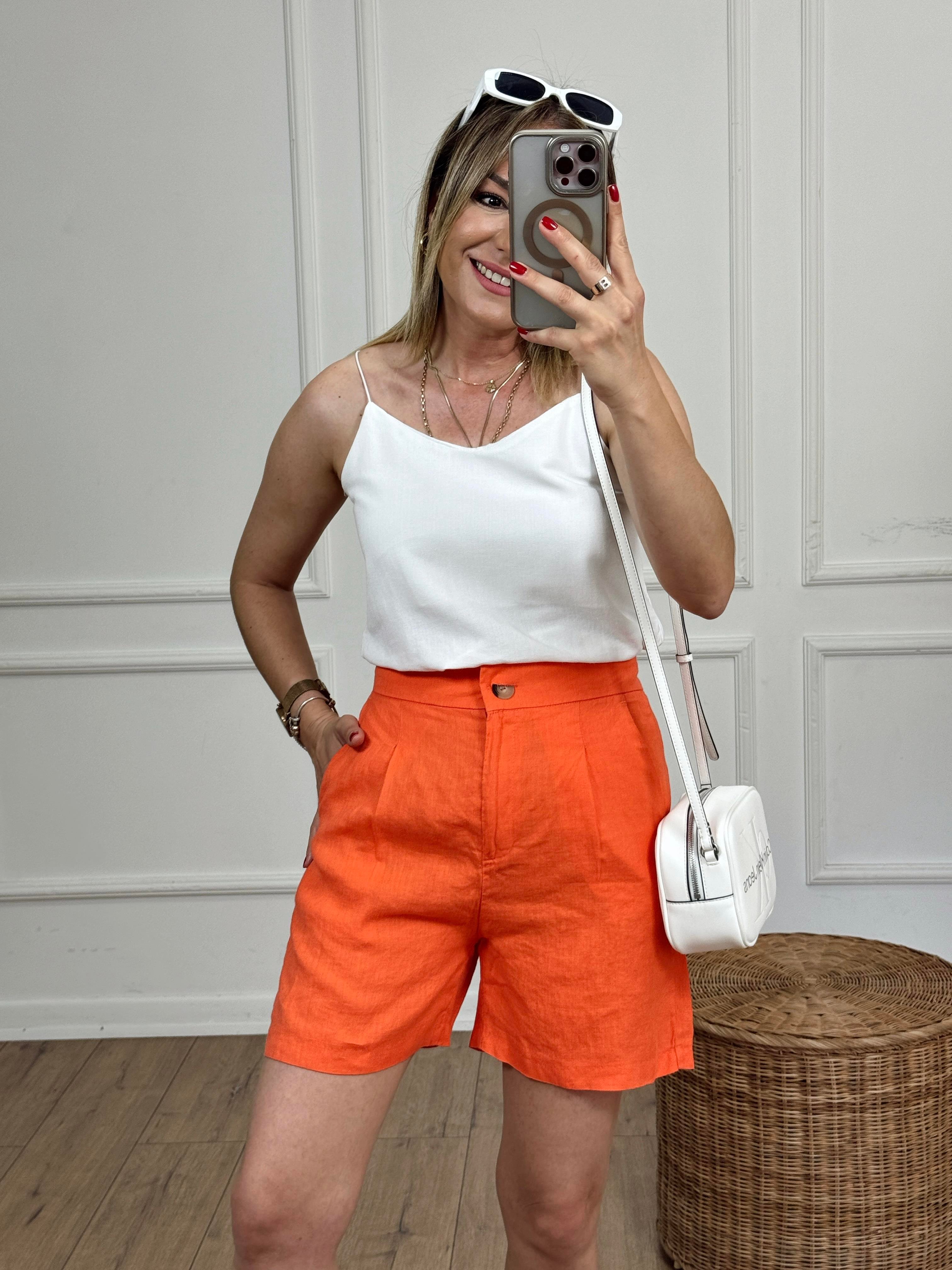 Keten Şort ORANGE
