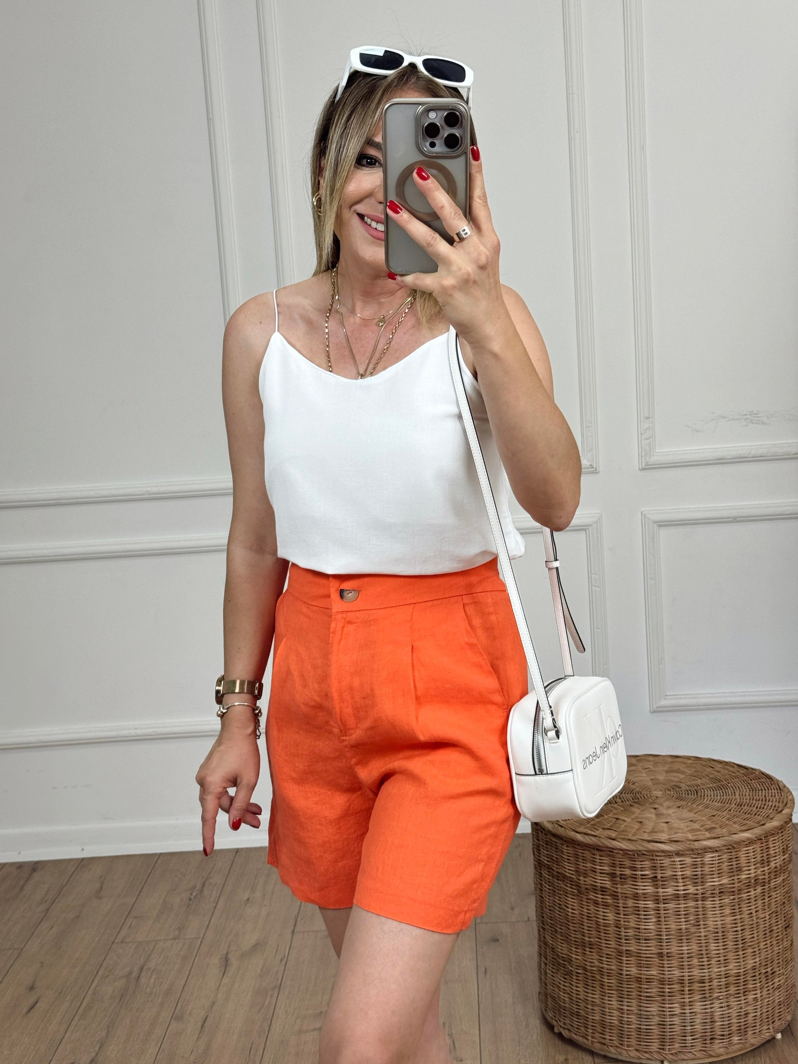 Keten Şort ORANGE