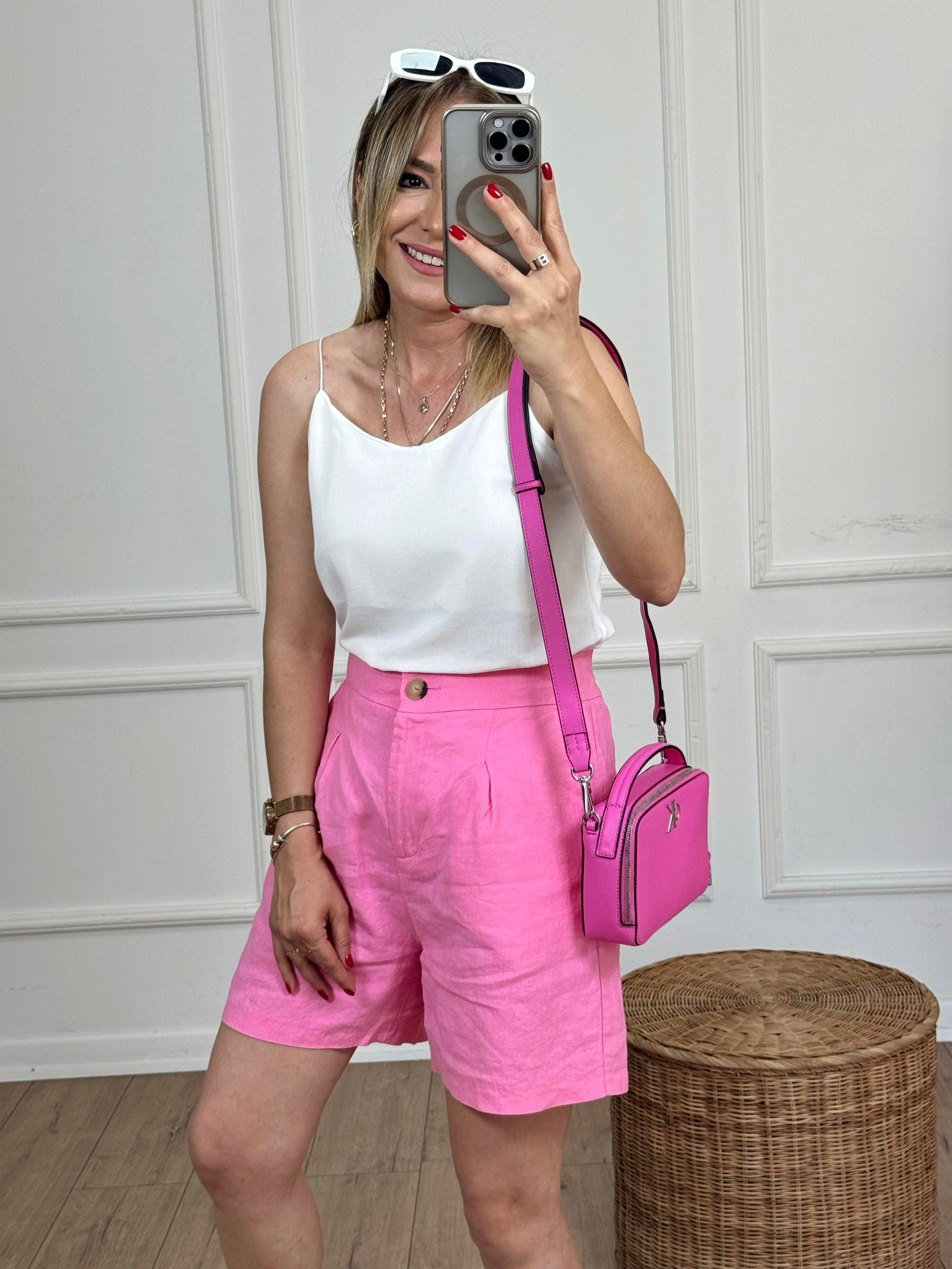 Keten Şort PEMBE
