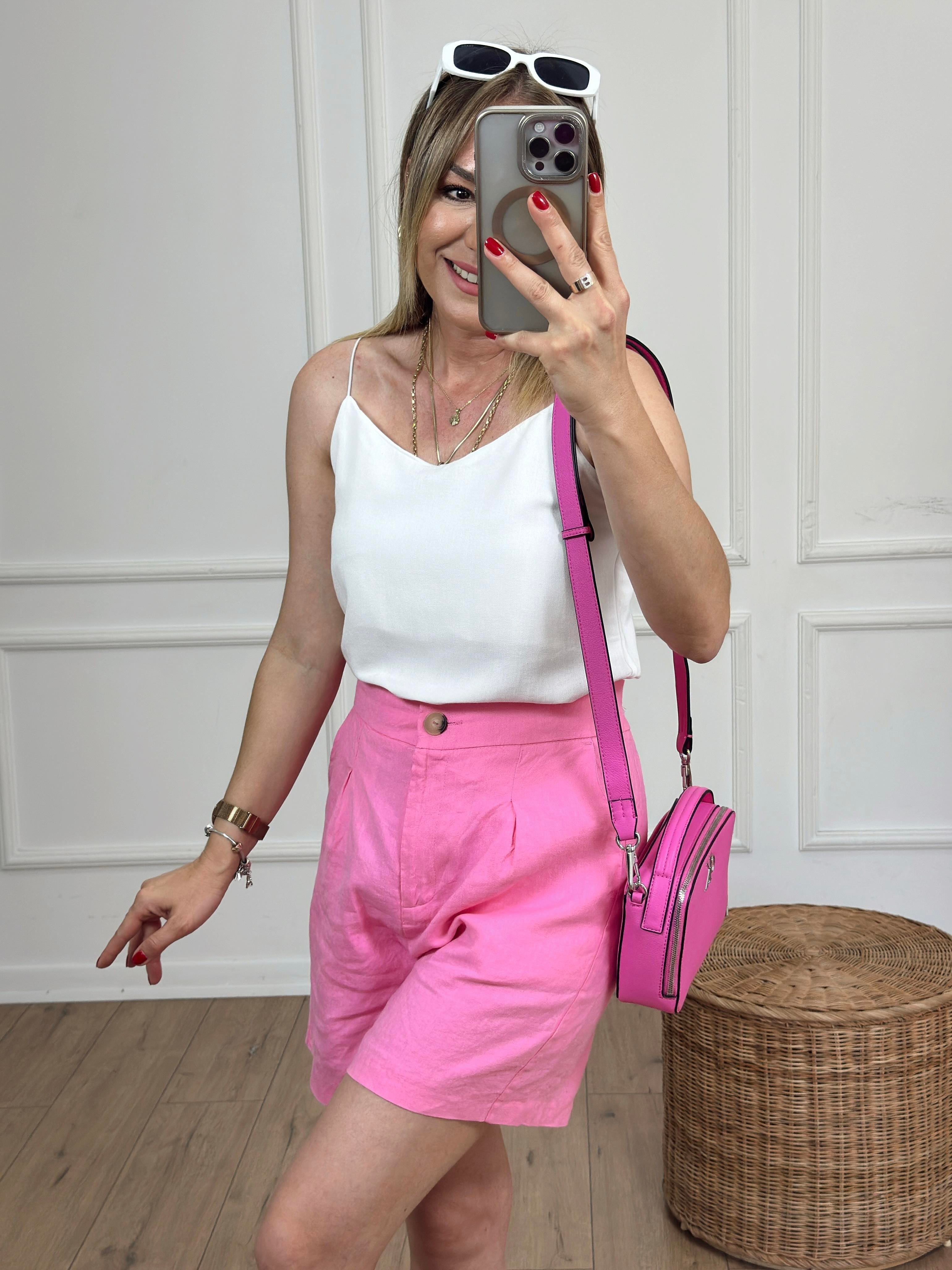Keten Şort PEMBE