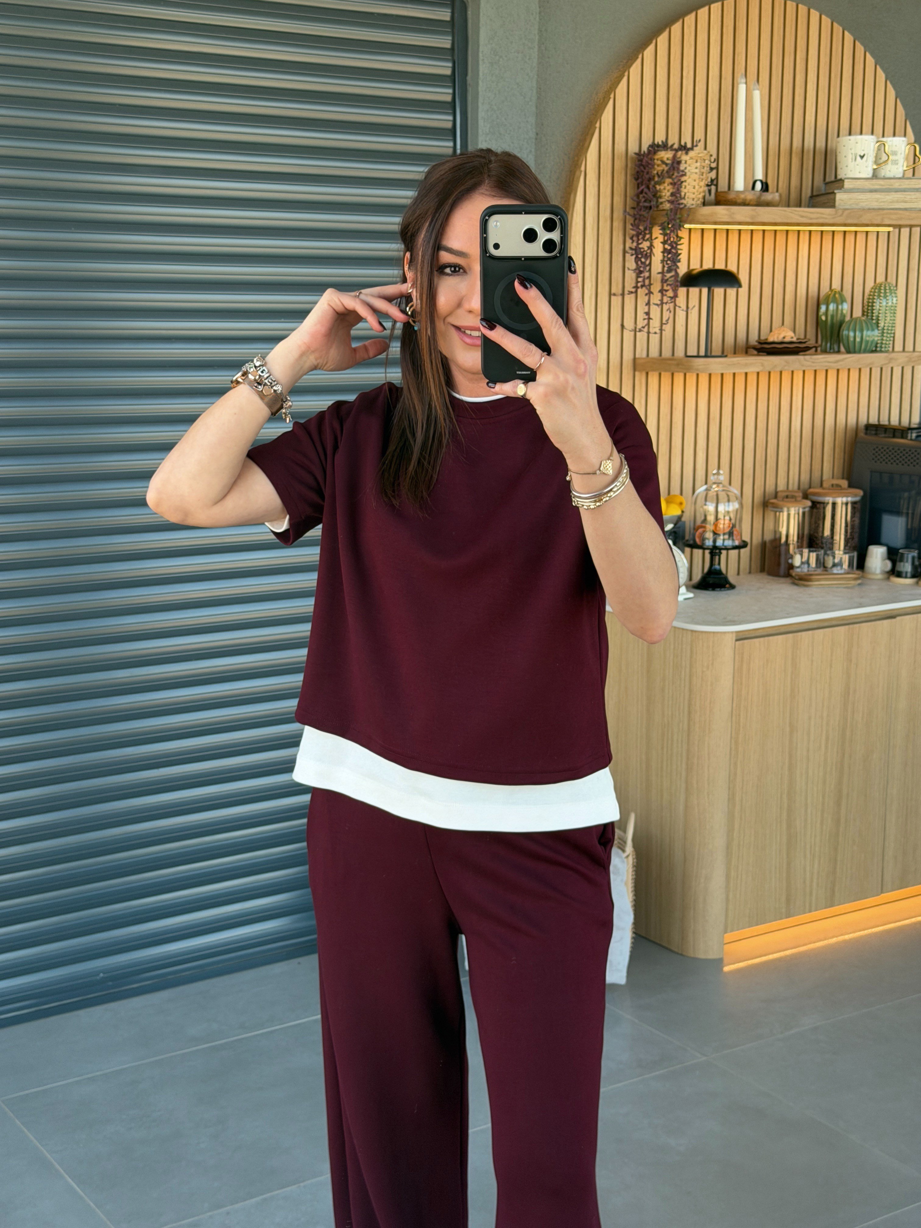 Kısa Kollu İkili Modal Takım BORDO