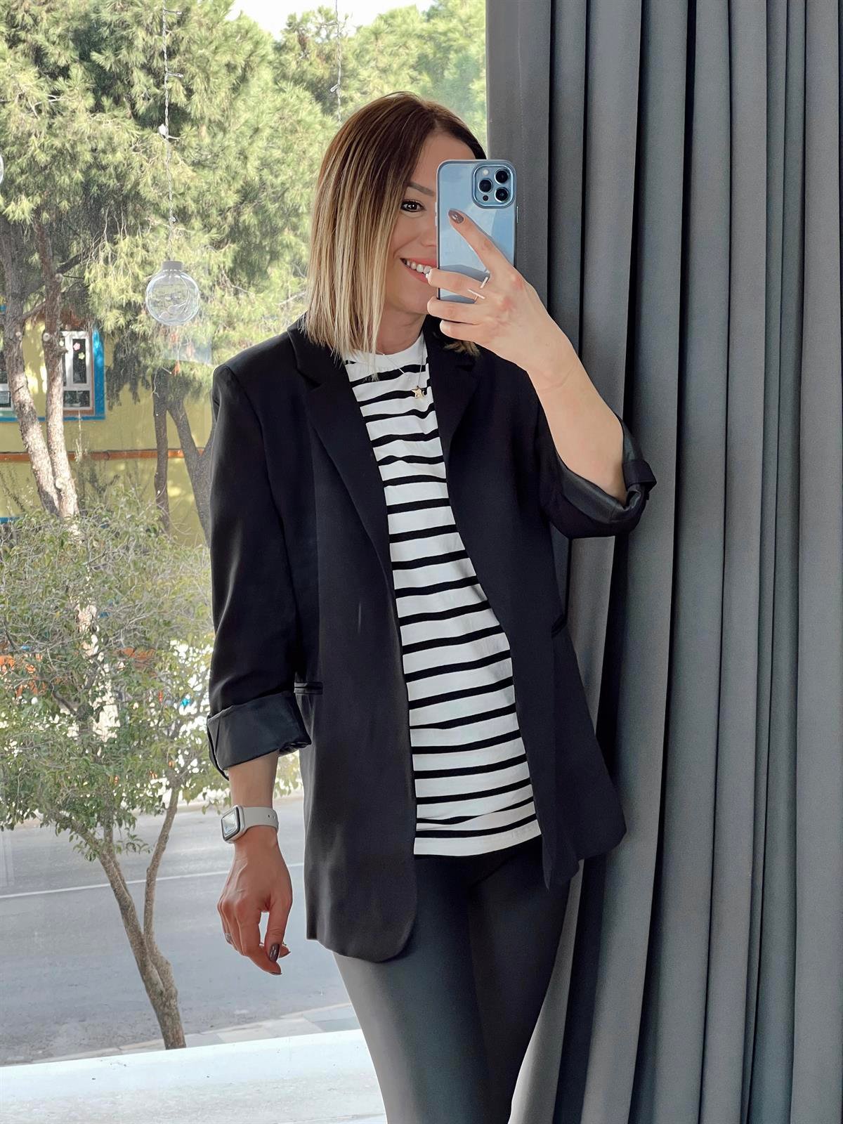 KOL KATLAMALI BLAZER CEKET SİYAH