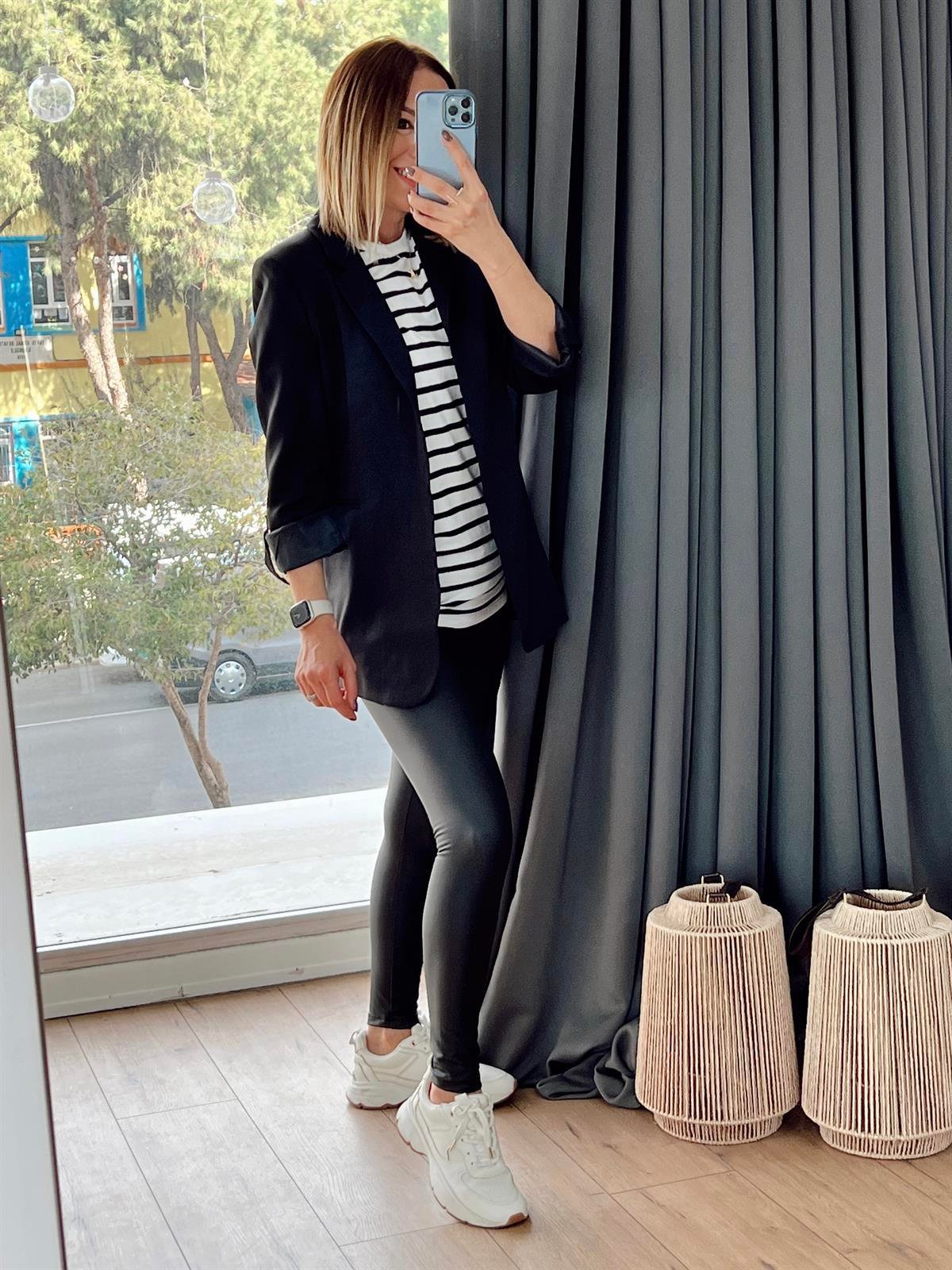 KOL KATLAMALI BLAZER CEKET SİYAH