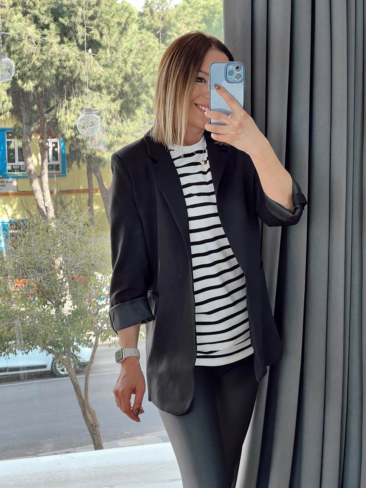 KOL KATLAMALI BLAZER CEKET SİYAH