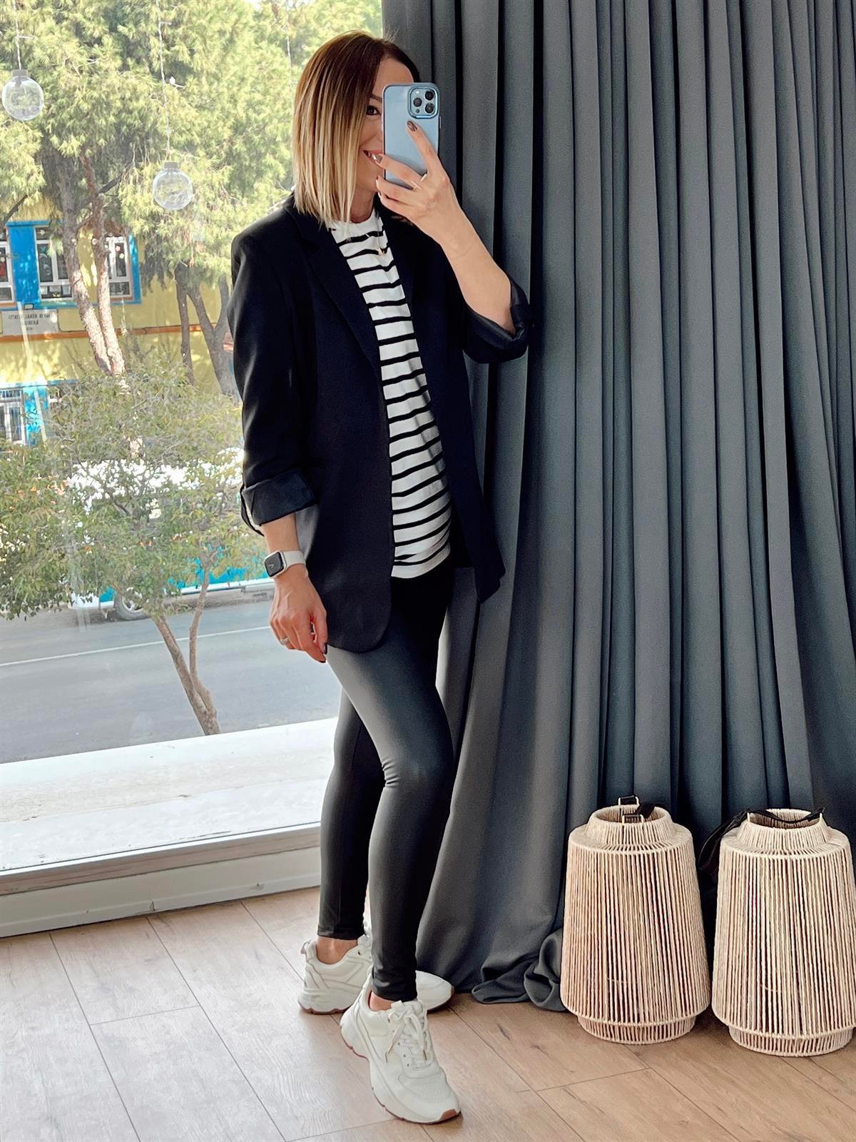 KOL KATLAMALI BLAZER CEKET SİYAH