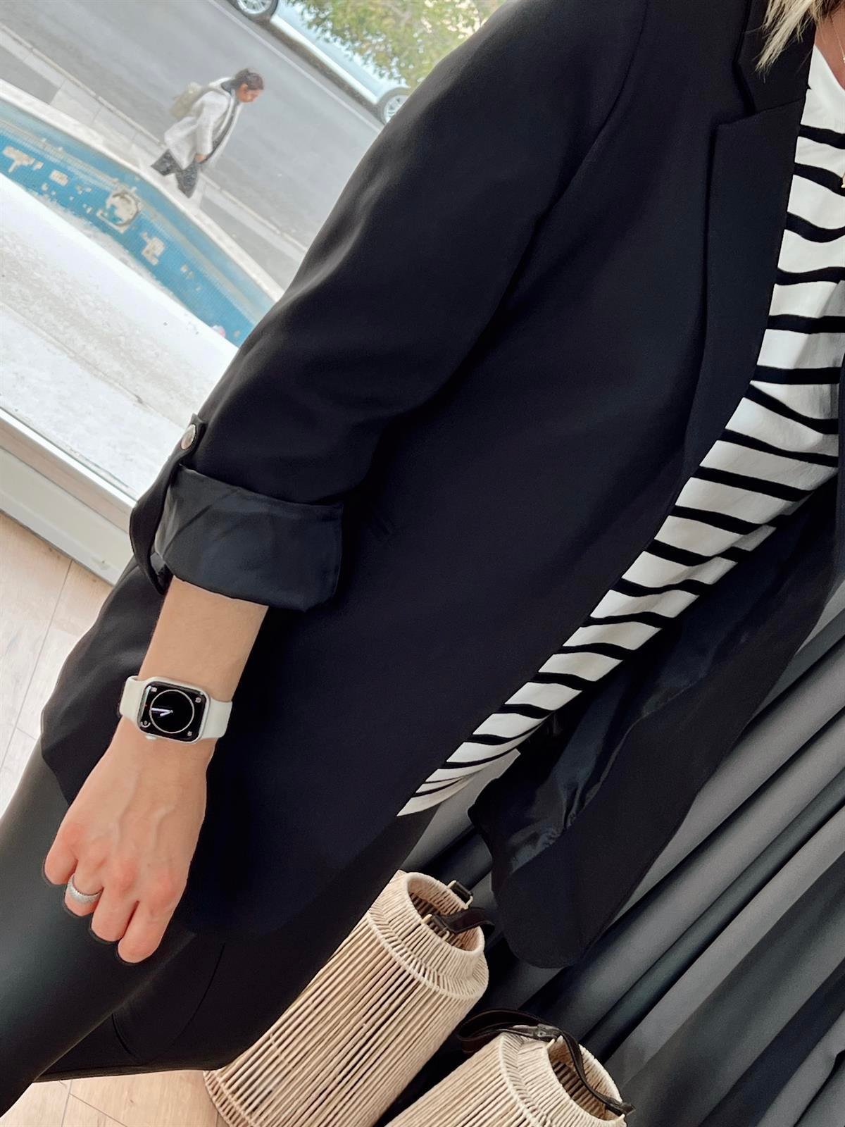 KOL KATLAMALI BLAZER CEKET SİYAH