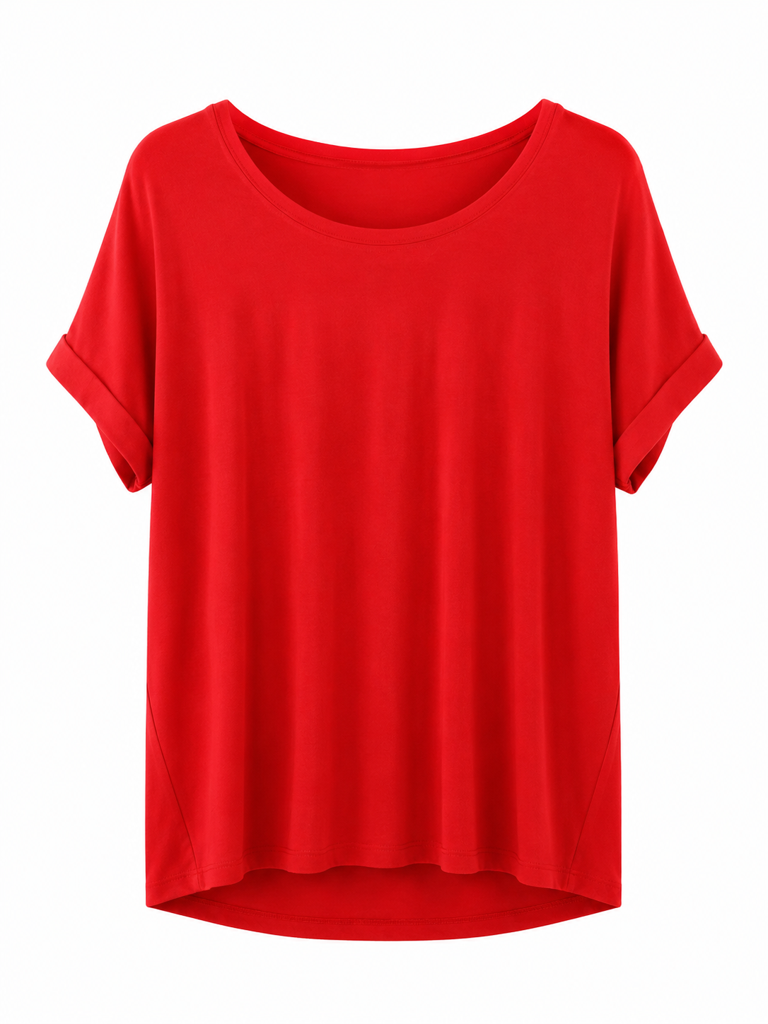 Kolsuz Bisiklet Yaka Tshirt KIRMIZI