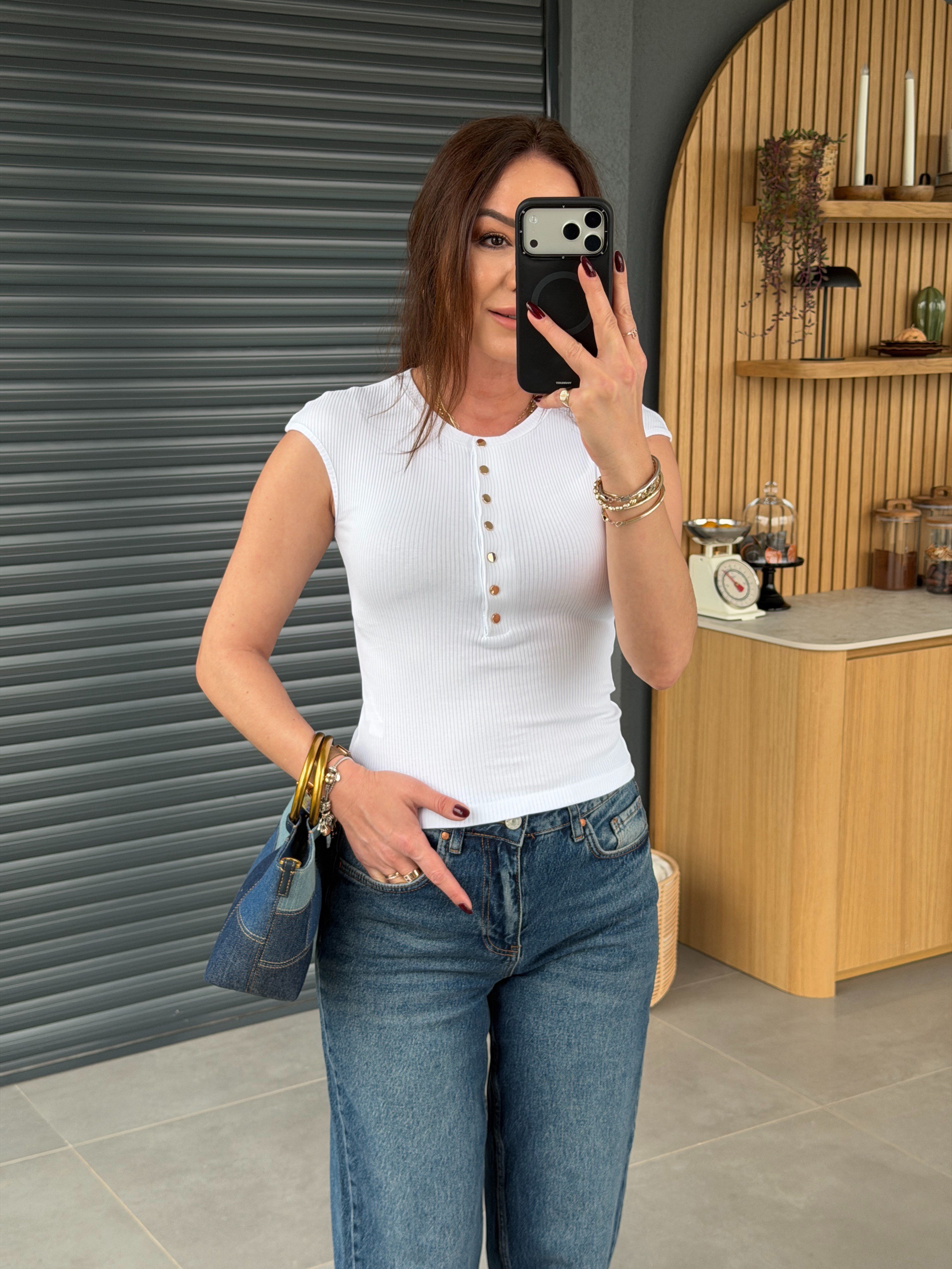 Kolsuz Çıtçıtlı Body BEYAZ