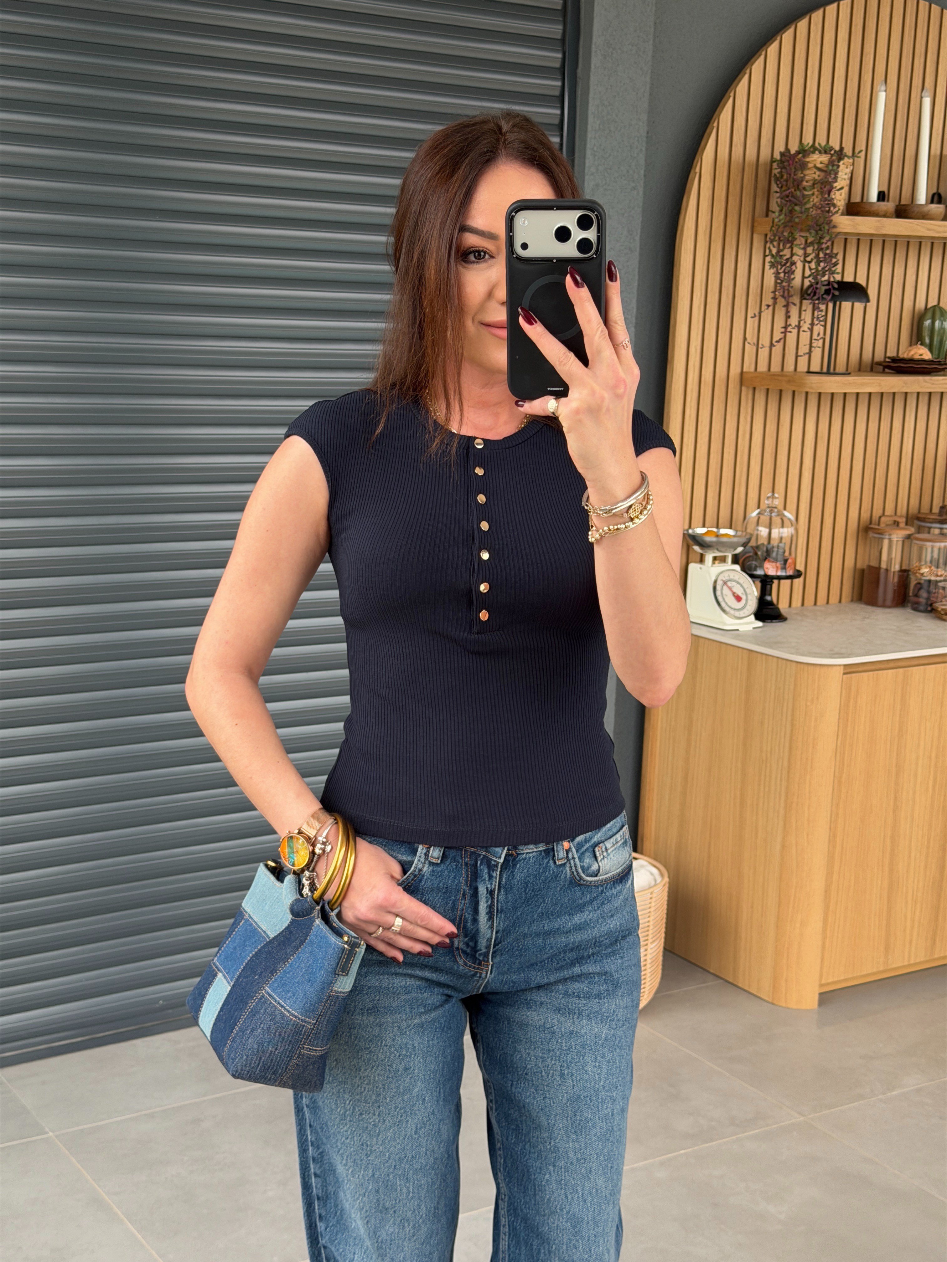 Kolsuz Çıtçıtlı Body LACİVERT