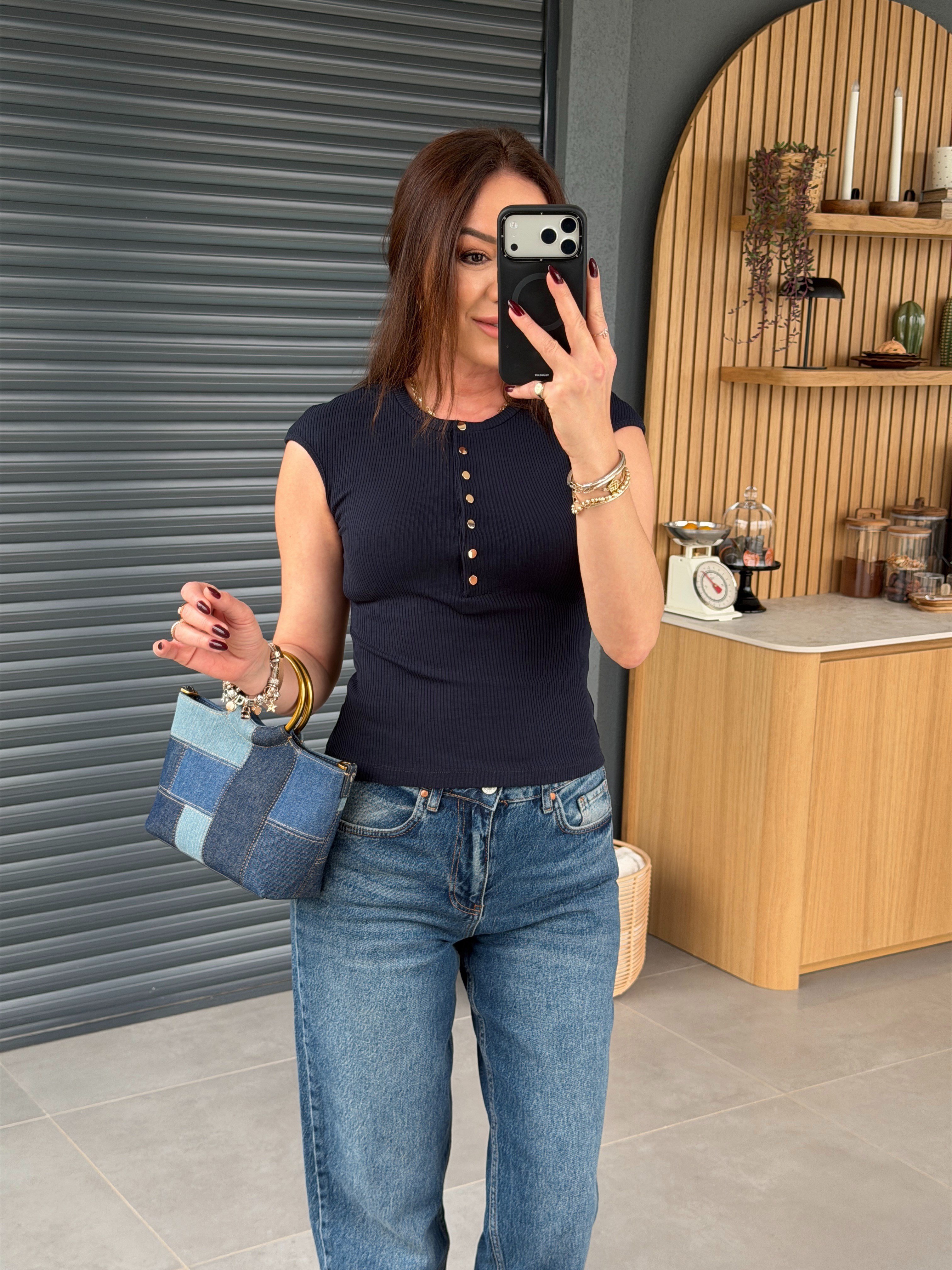 Kolsuz Çıtçıtlı Body LACİVERT