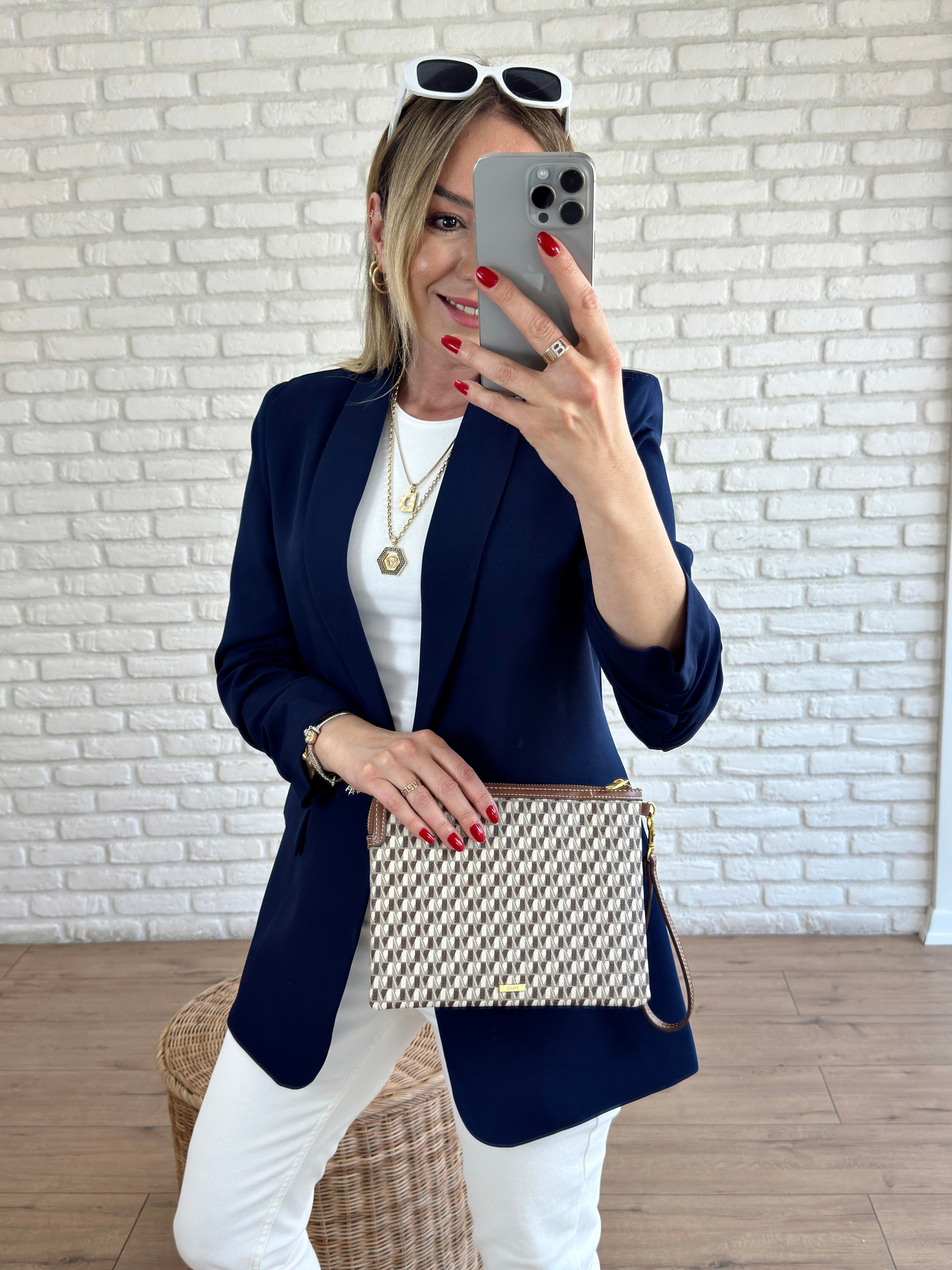 Kolu Büzgülü Blazer Ceket LACİVERT