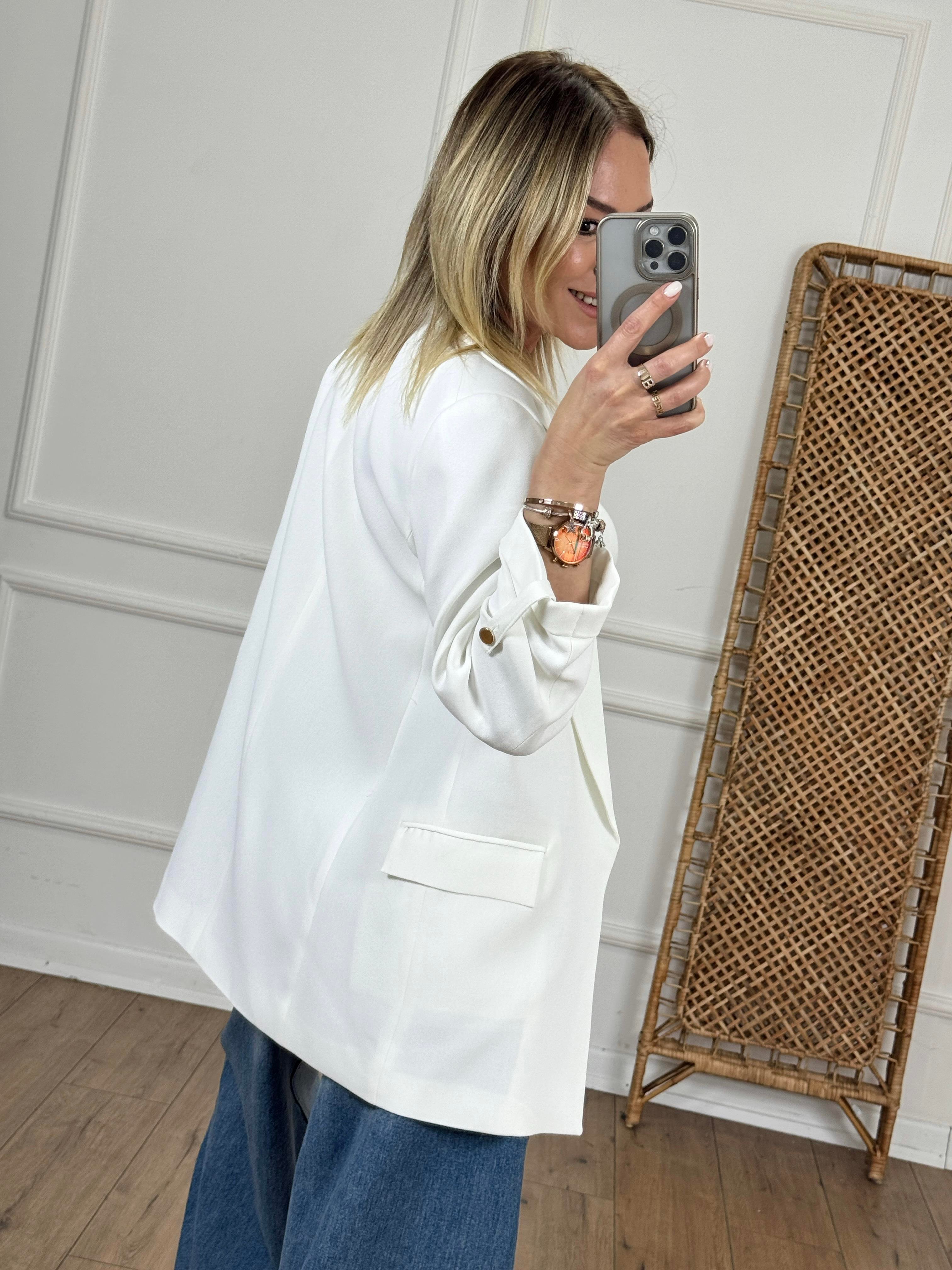 Kolu Katlamalı Blazer Ceket EKRU