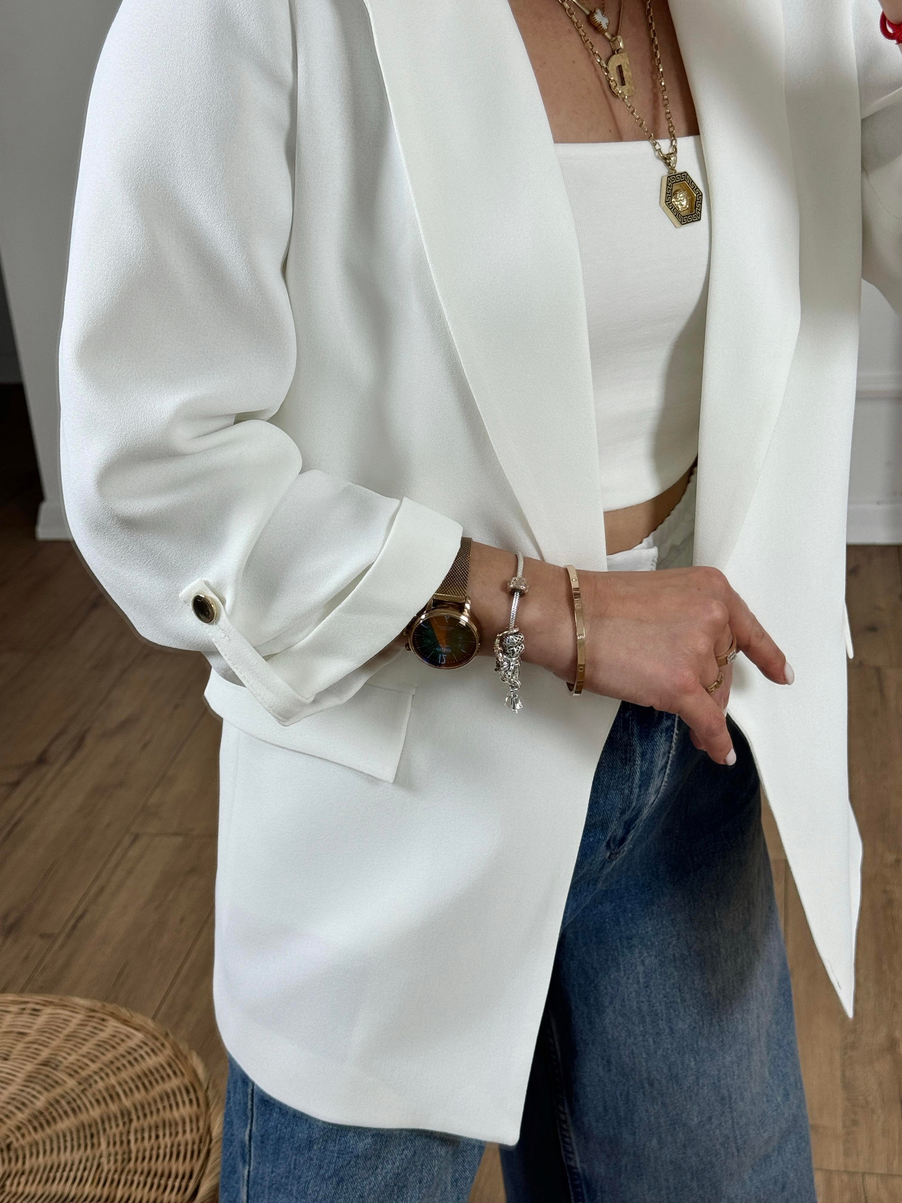 Kolu Katlamalı Blazer Ceket EKRU