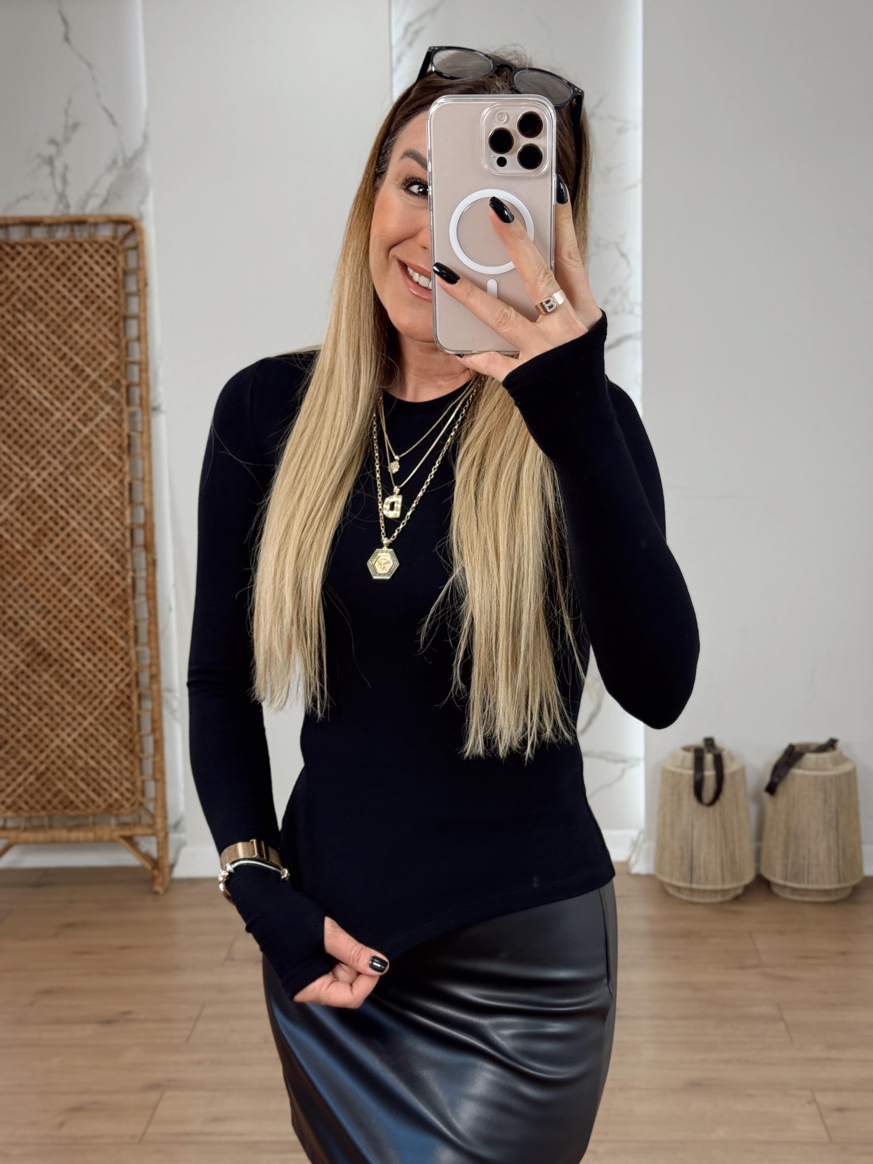 Kolu Yırtmaç Detaylı Body SİYAH